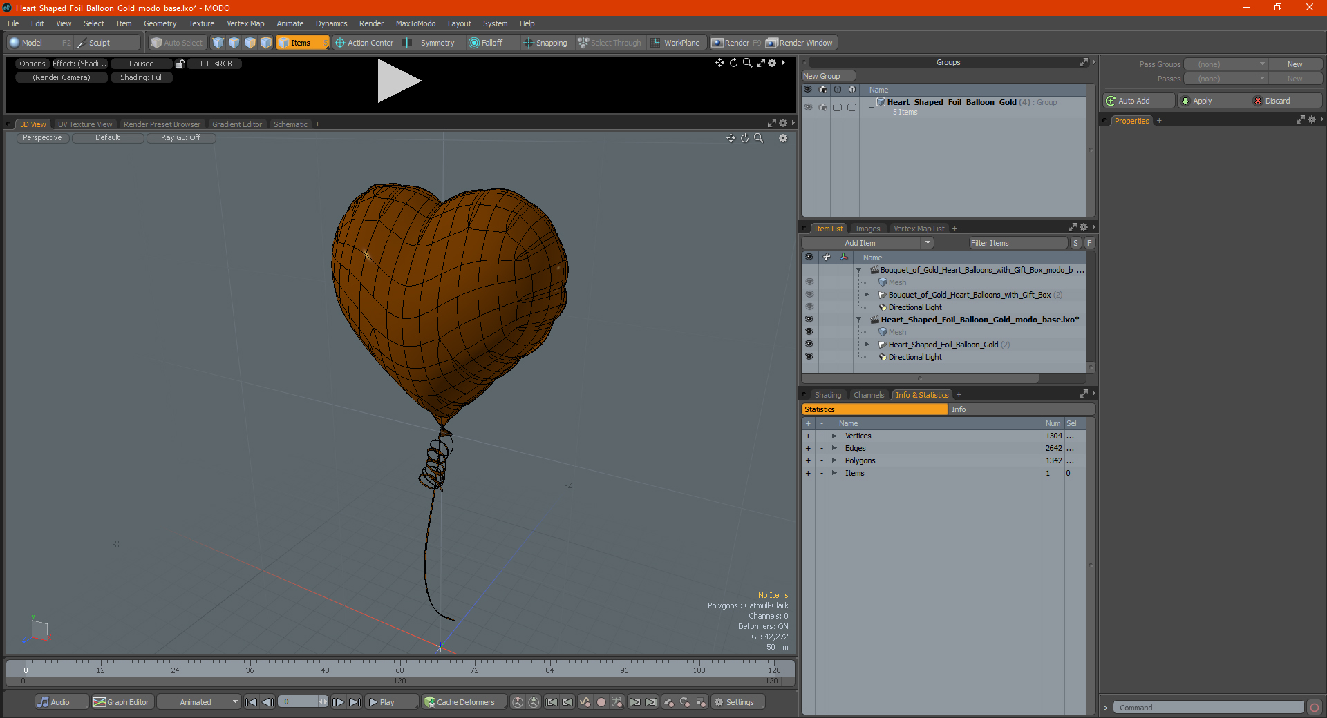 3D model Heart Shaped Foil Balloon Gold