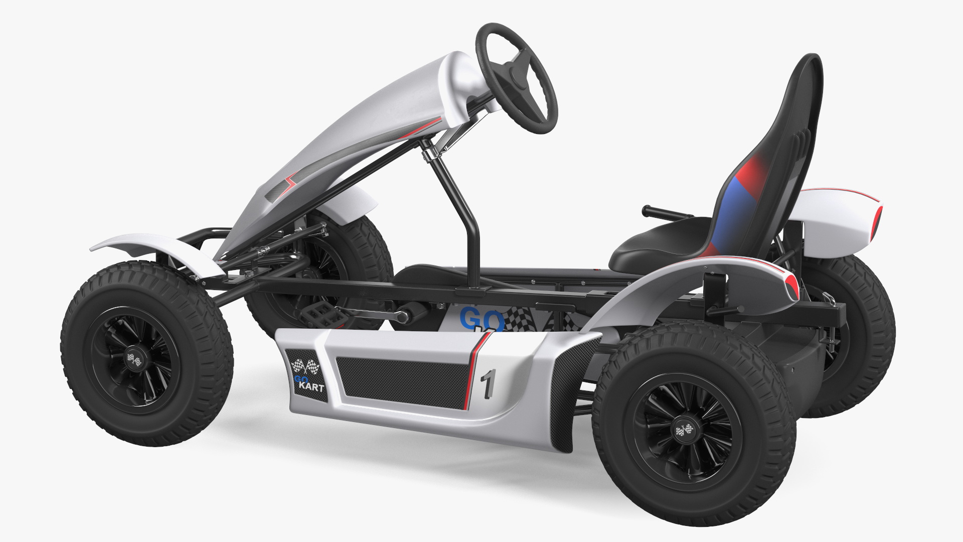 3D Pedal Kart with Frame Race Grey Rigged model