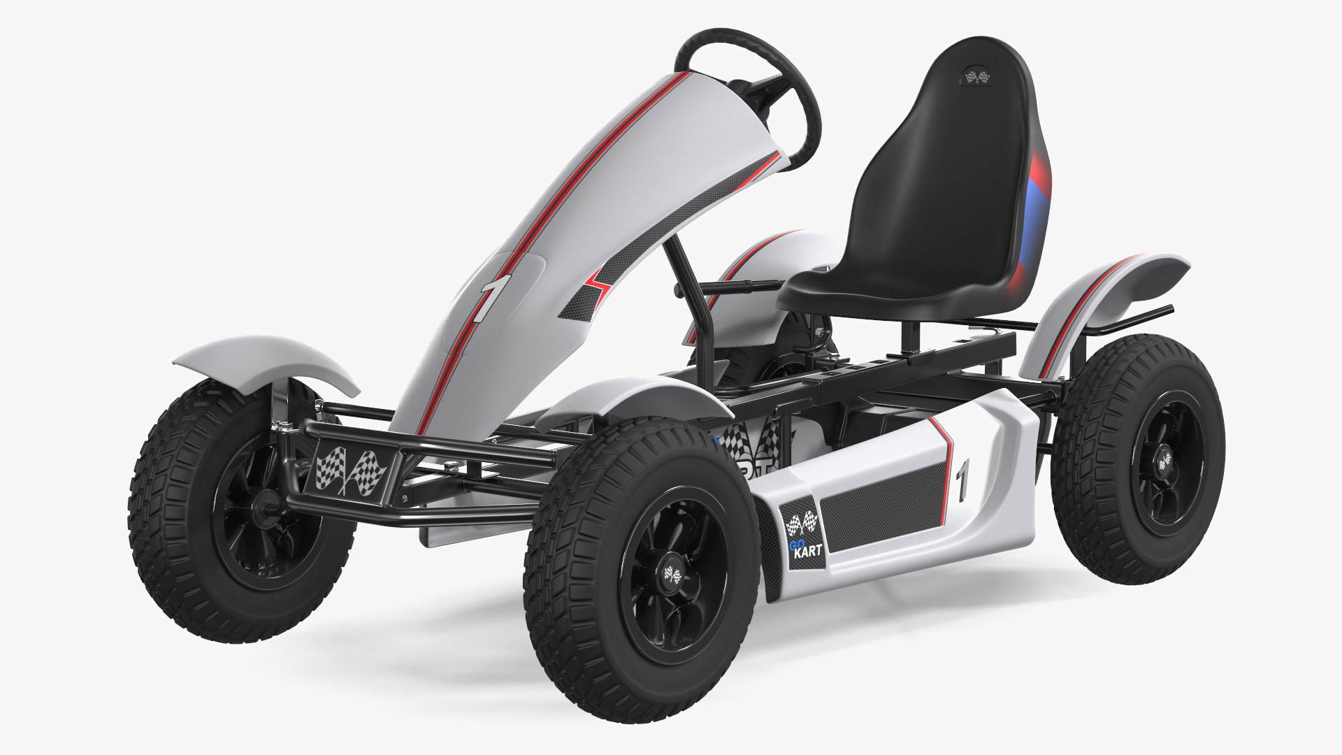 3D Pedal Kart with Frame Race Grey Rigged model