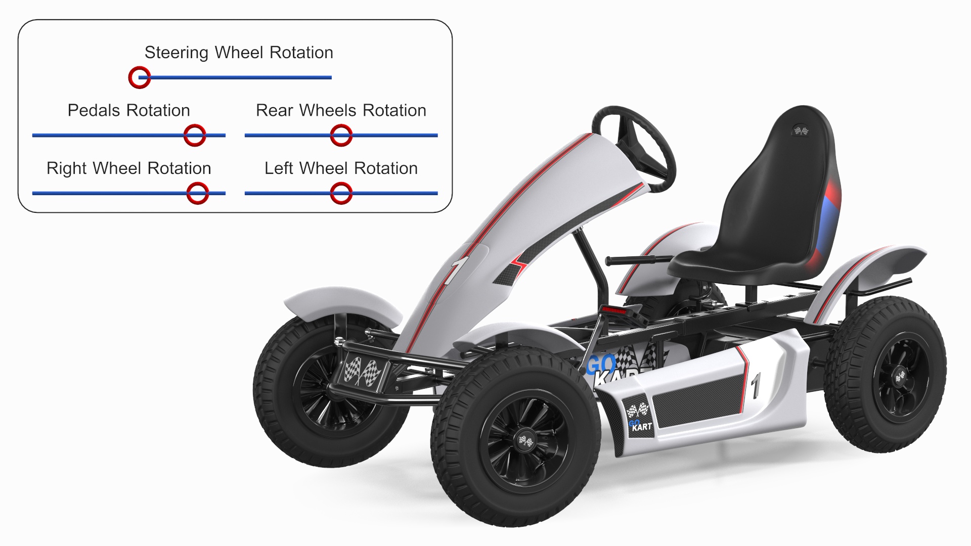 3D Pedal Kart with Frame Race Grey Rigged model
