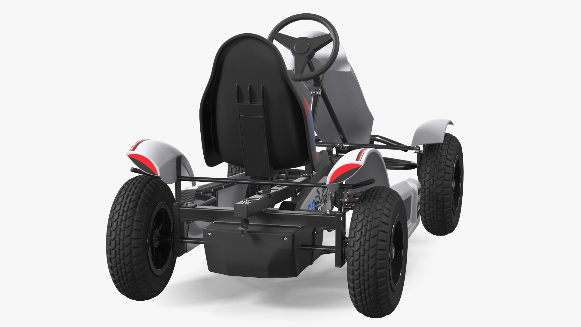 3D Pedal Kart with Frame Race Grey Rigged model