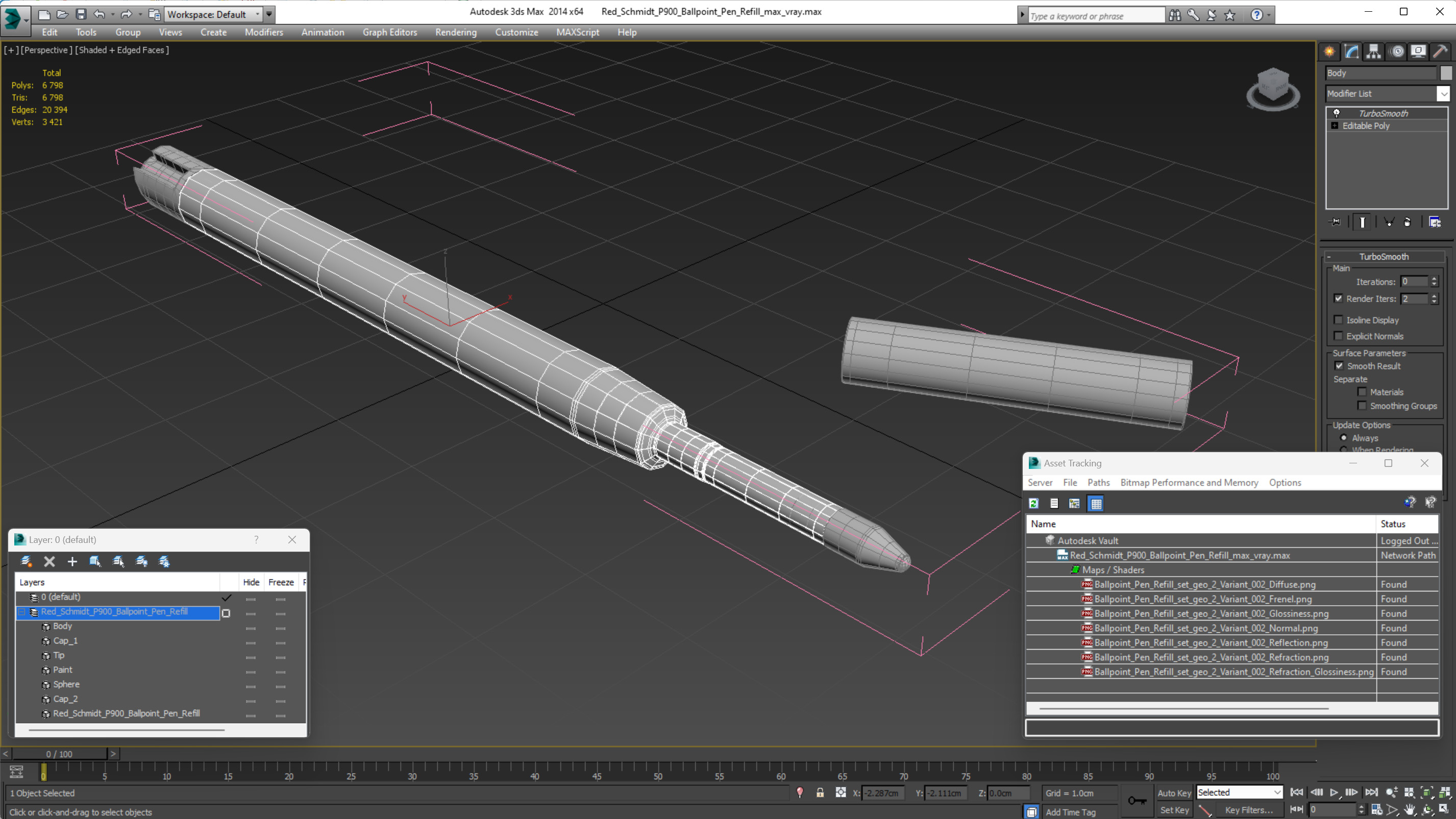 Red Schmidt P900 Ballpoint Pen Refill 3D