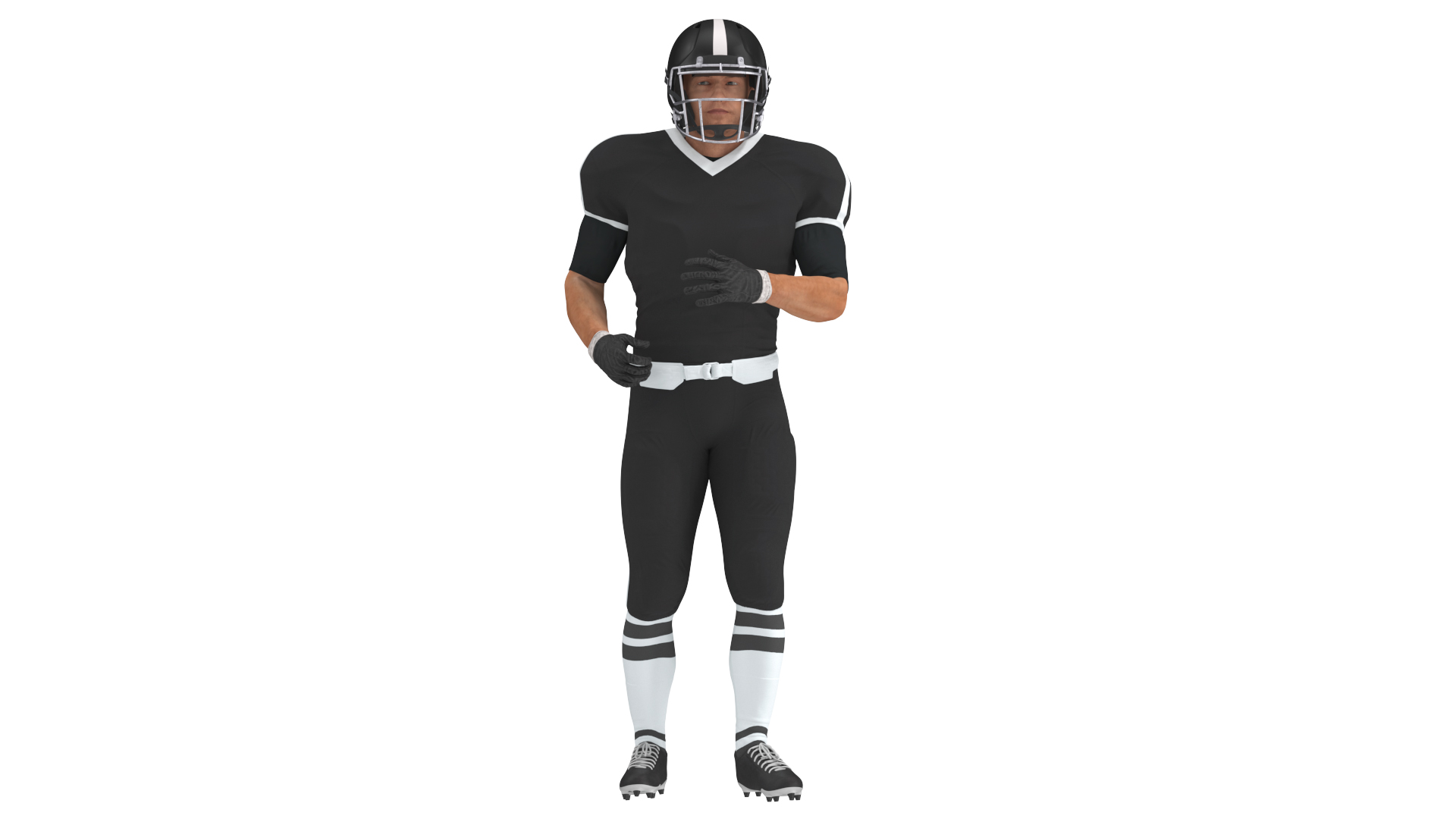 3D Black Uniform Football Player Rigged