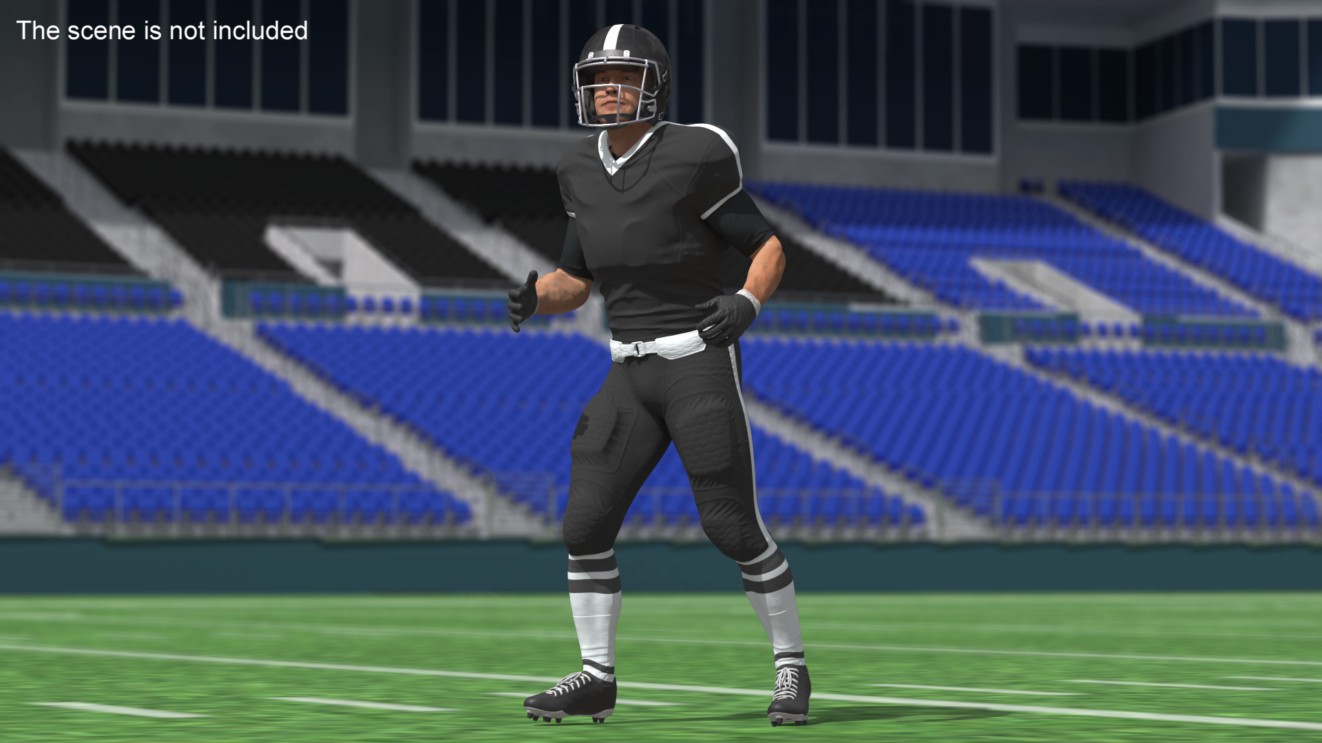 3D Black Uniform Football Player Rigged