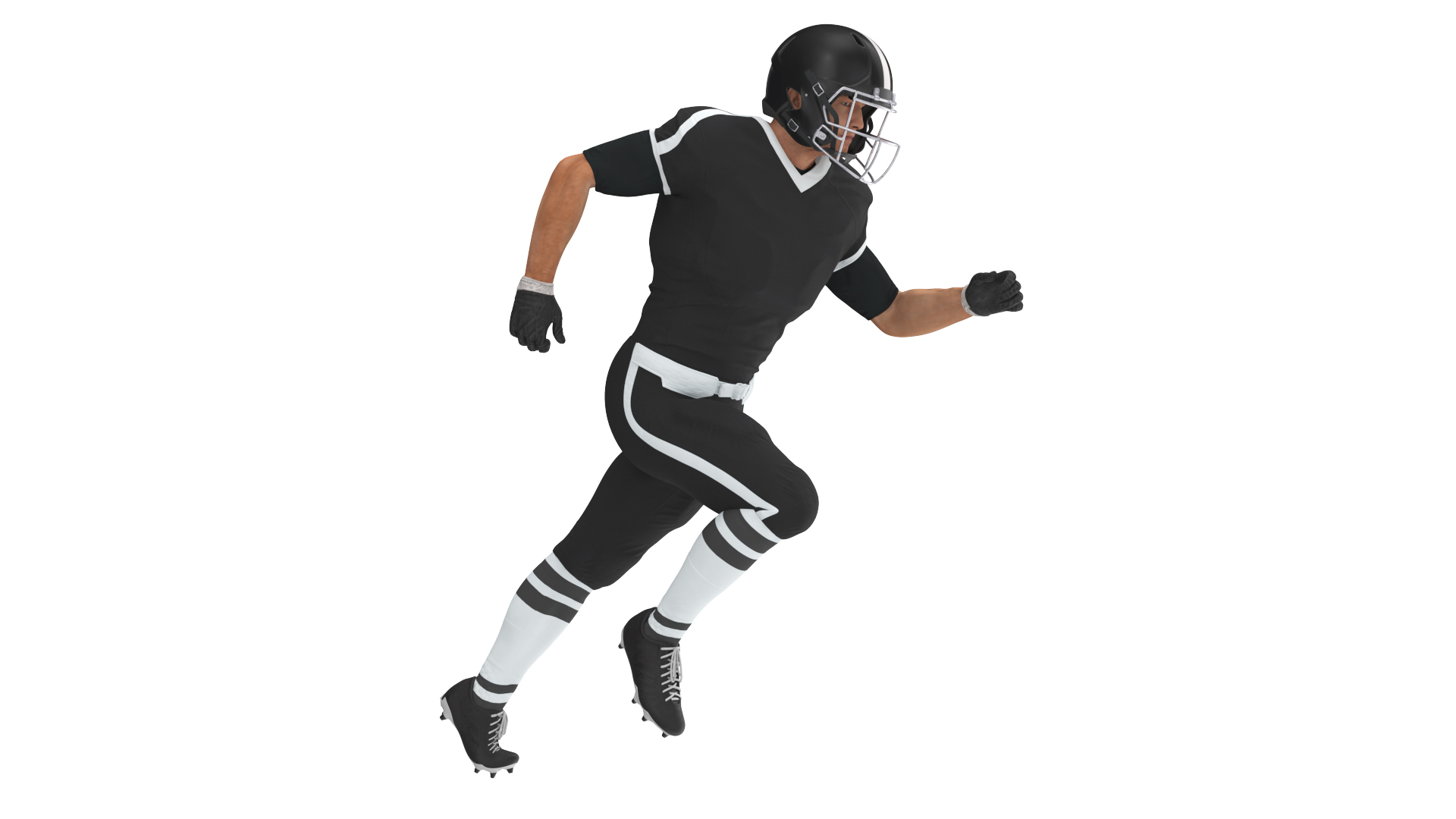 3D Black Uniform Football Player Rigged