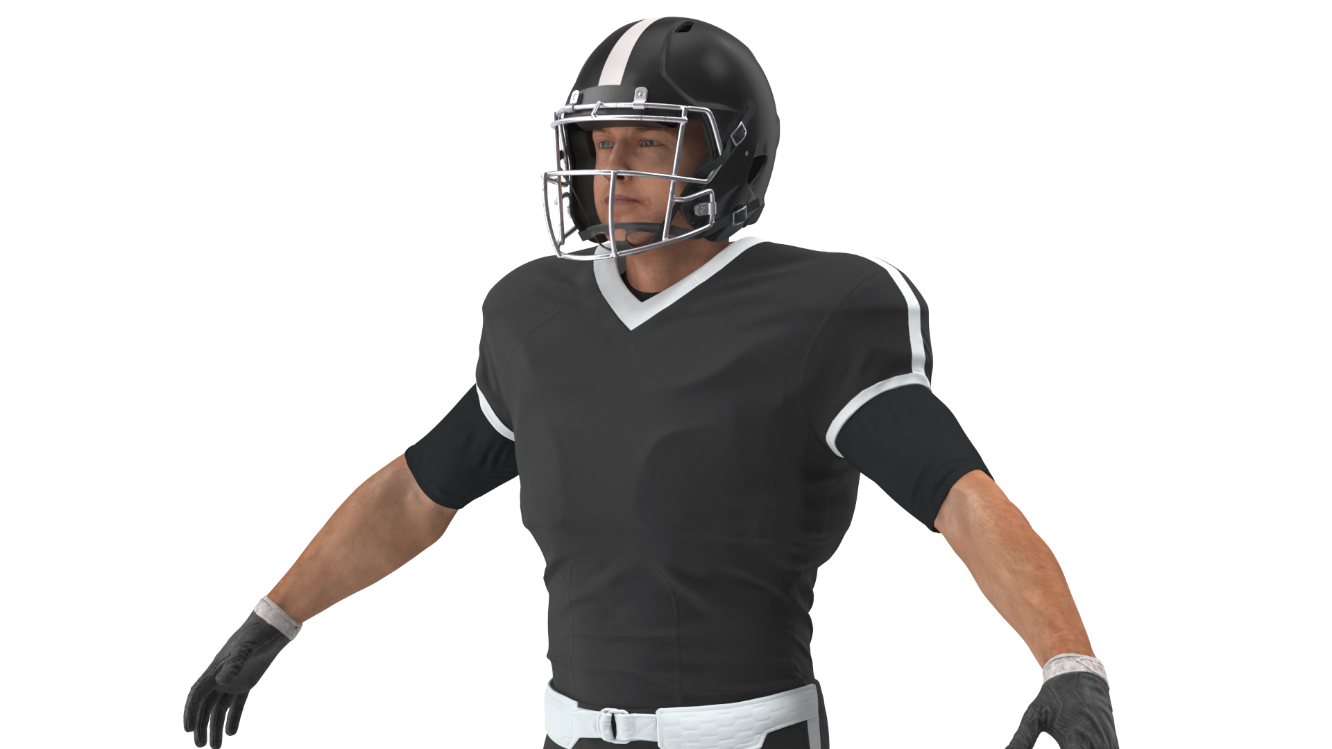 3D Black Uniform Football Player Rigged