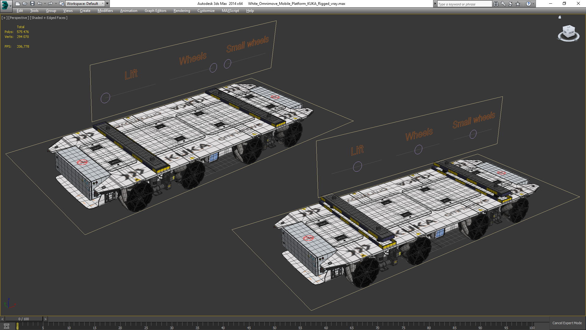 3D White Omnimove Mobile Platform KUKA Rigged for Maya