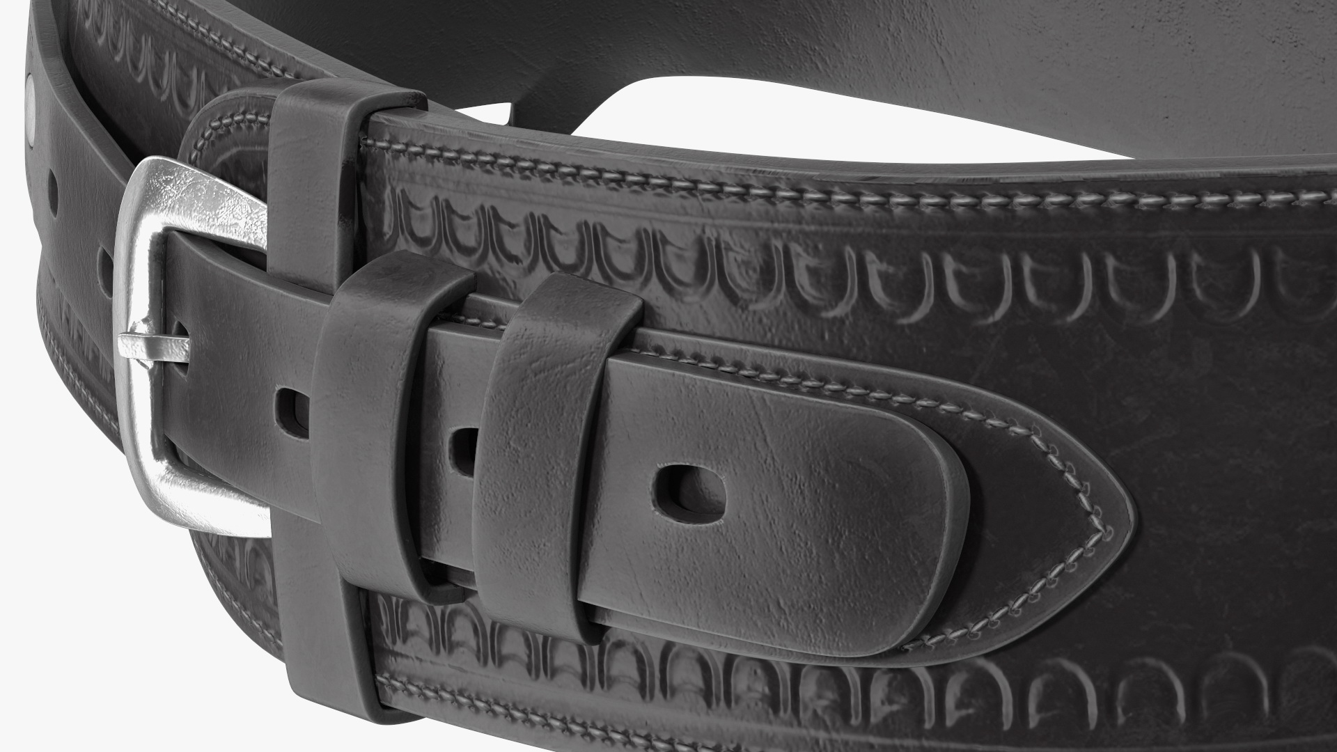 Gun Belt Leather Black 3D