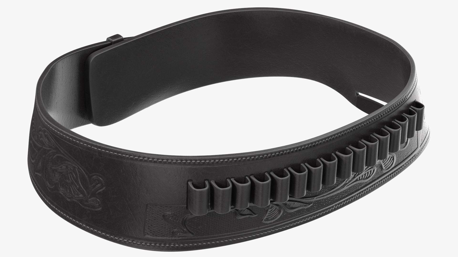 Gun Belt Leather Black 3D