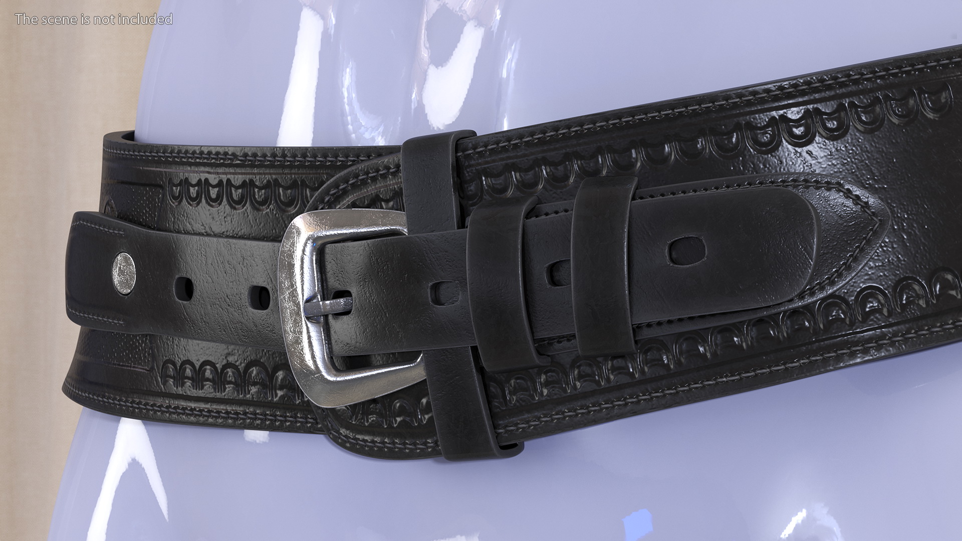 Gun Belt Leather Black 3D