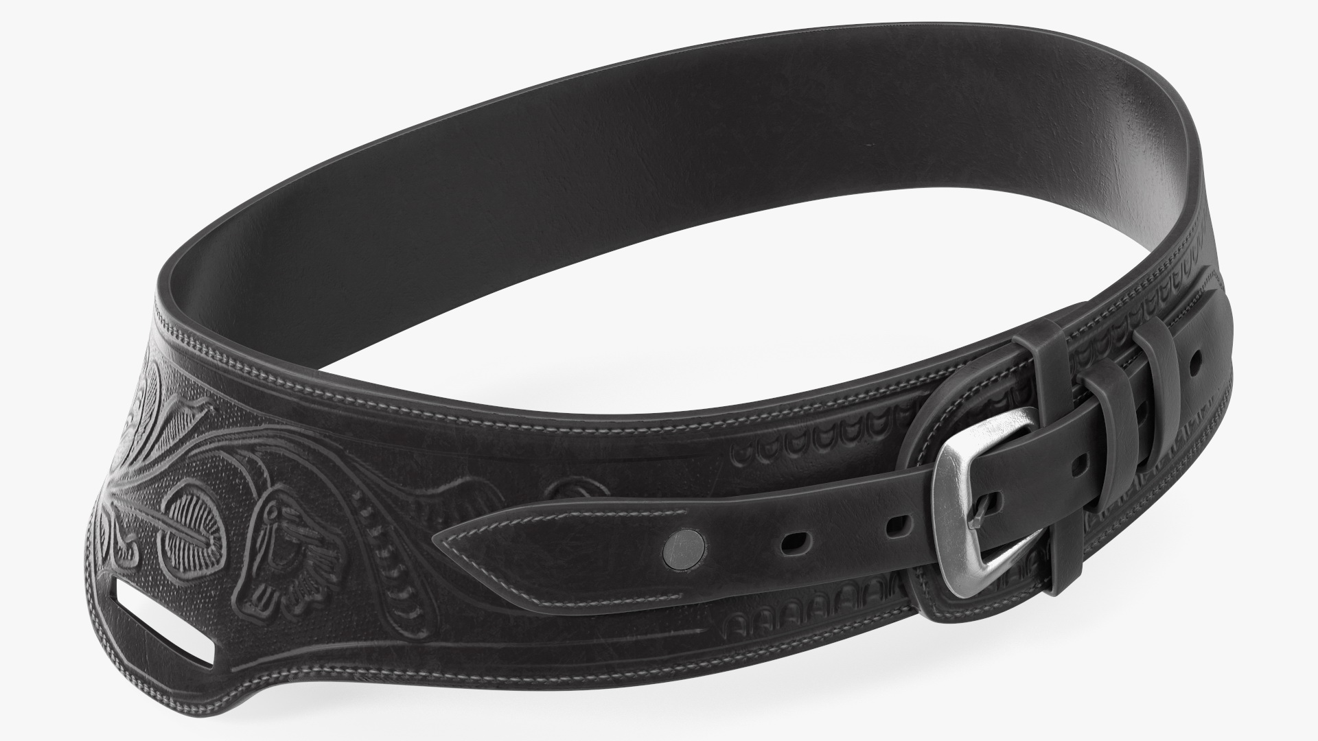 Gun Belt Leather Black 3D