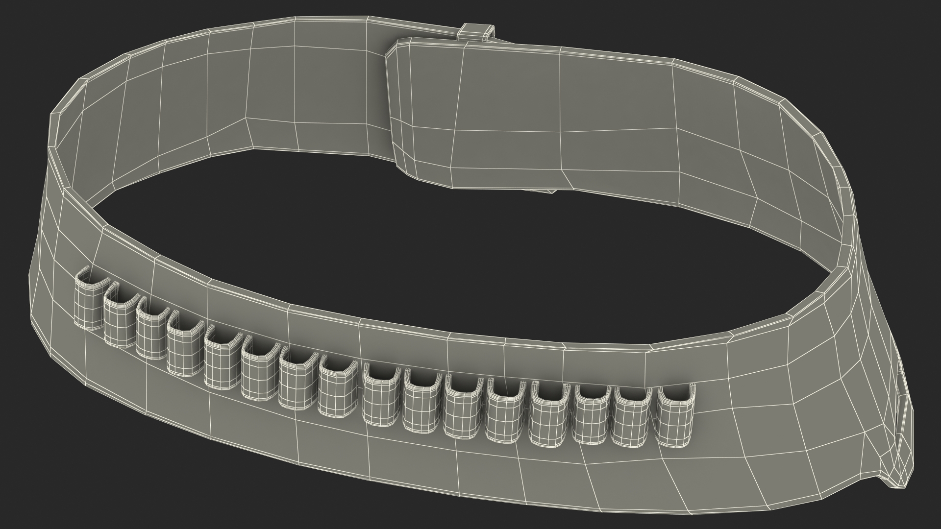 Gun Belt Leather Black 3D