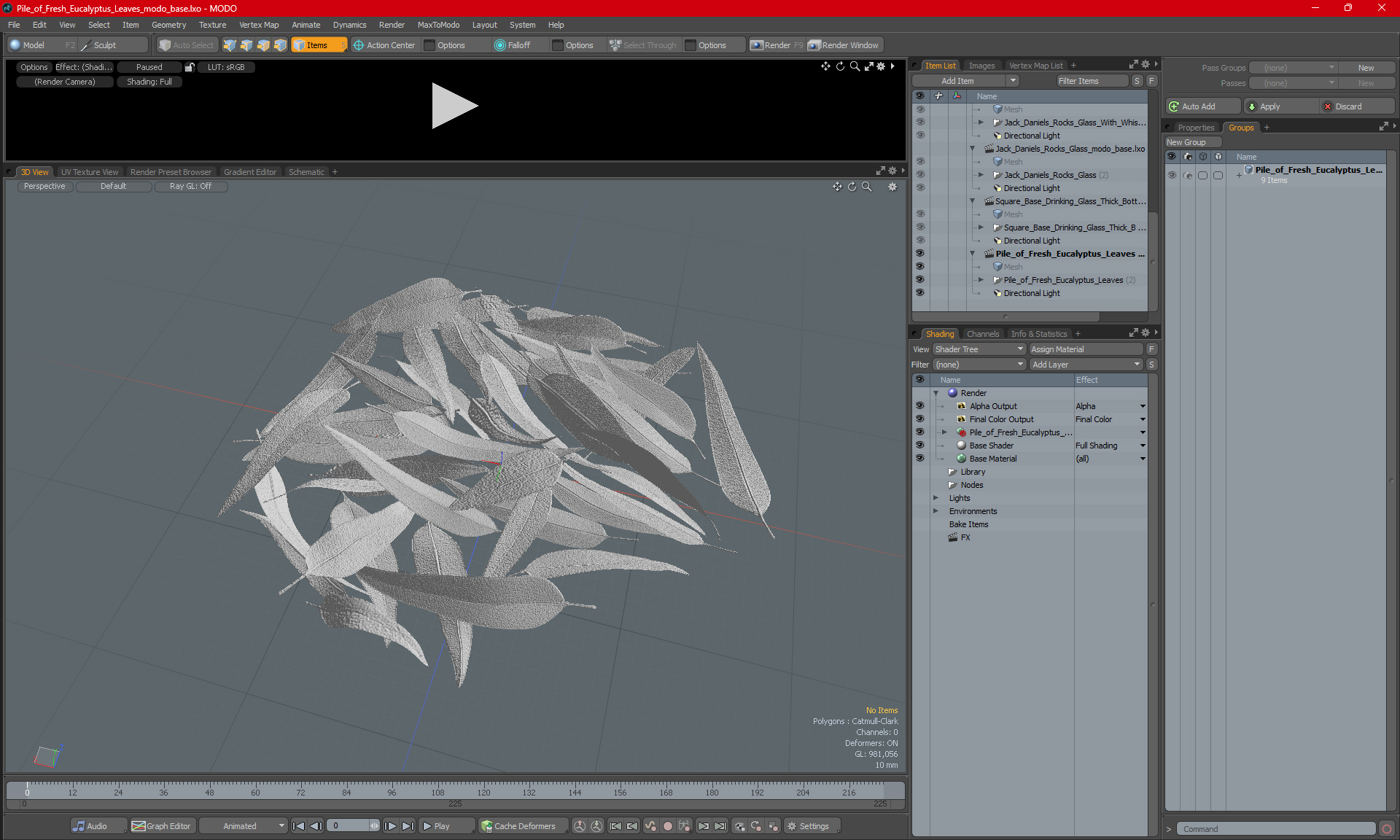 3D Pile of Fresh Eucalyptus Leaves