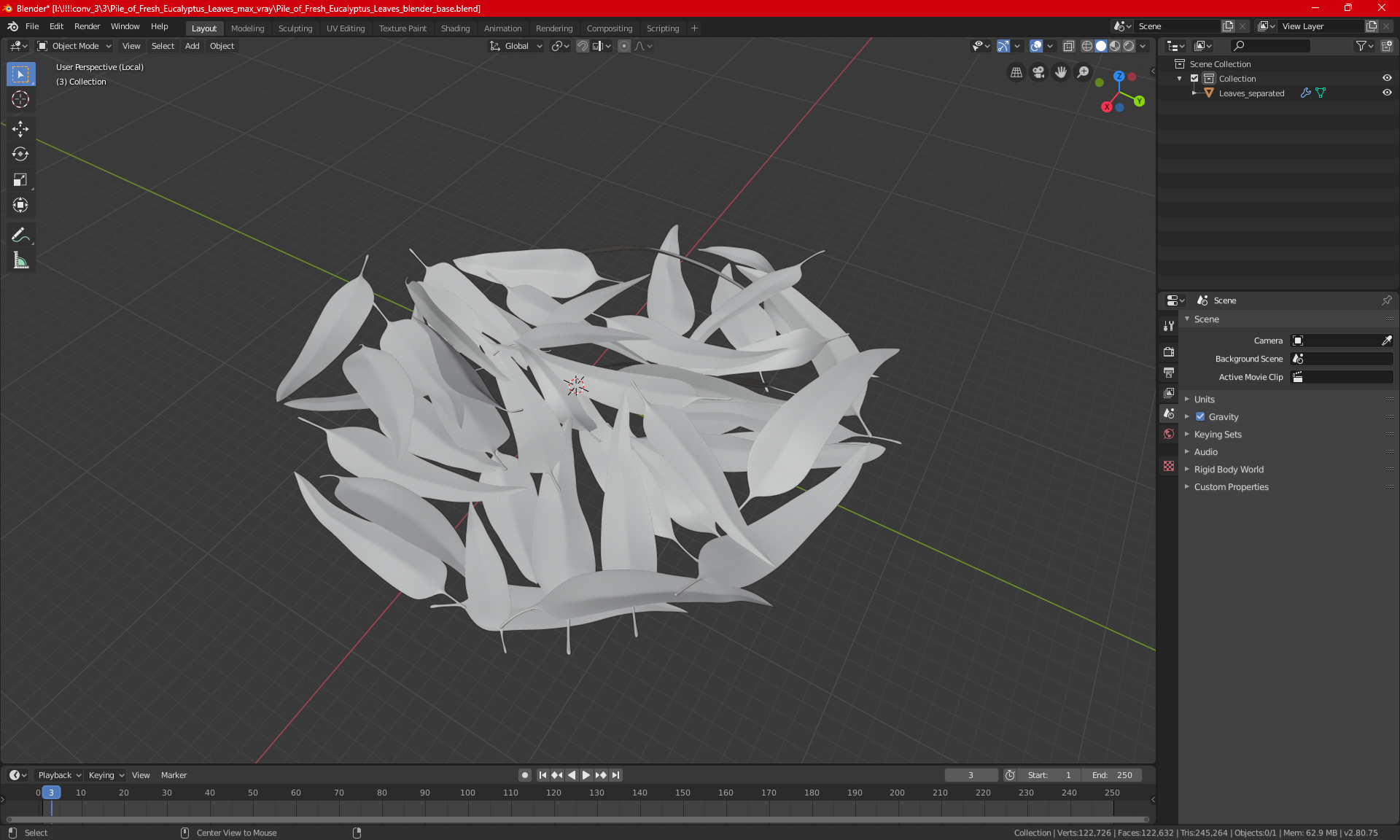 3D Pile of Fresh Eucalyptus Leaves