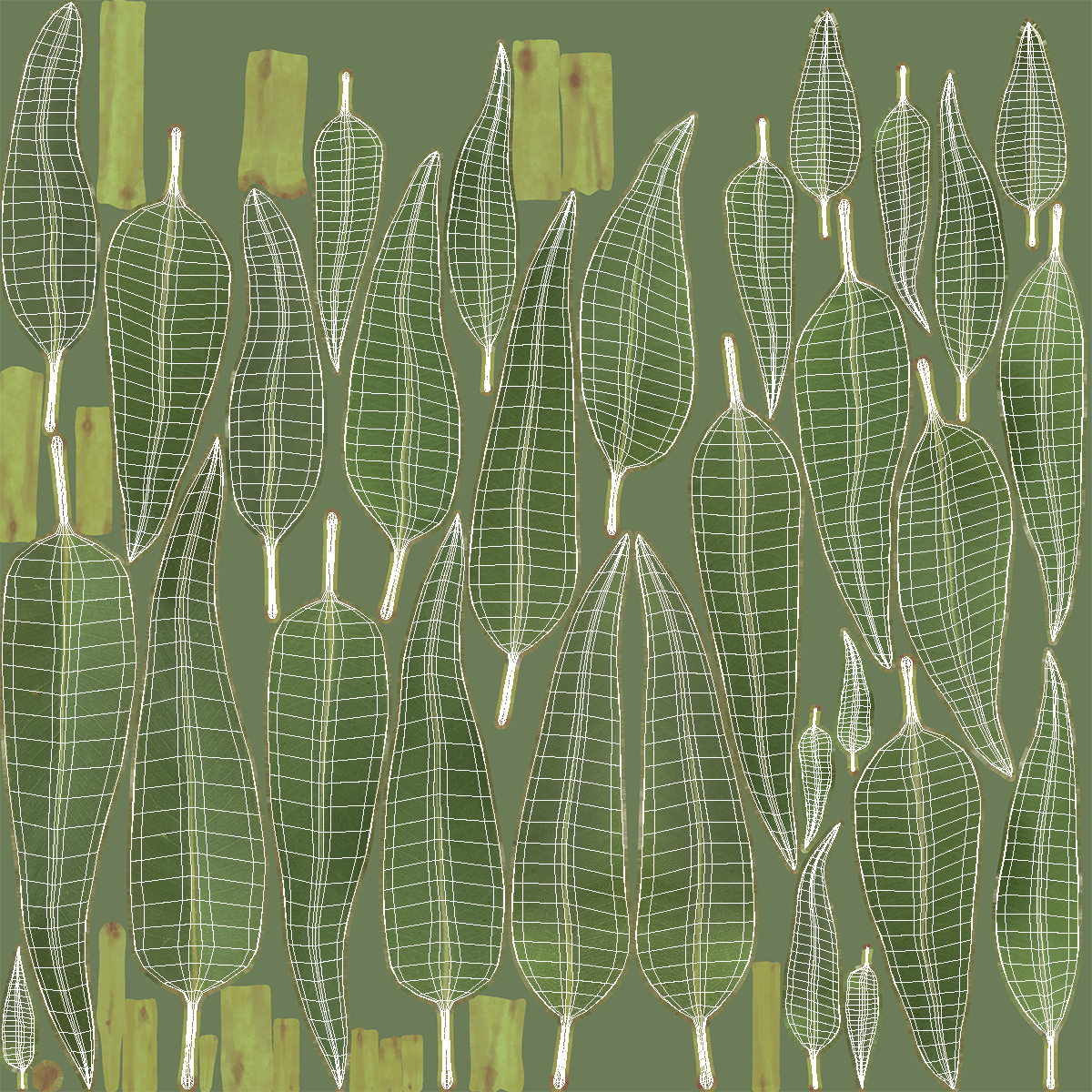 3D Pile of Fresh Eucalyptus Leaves