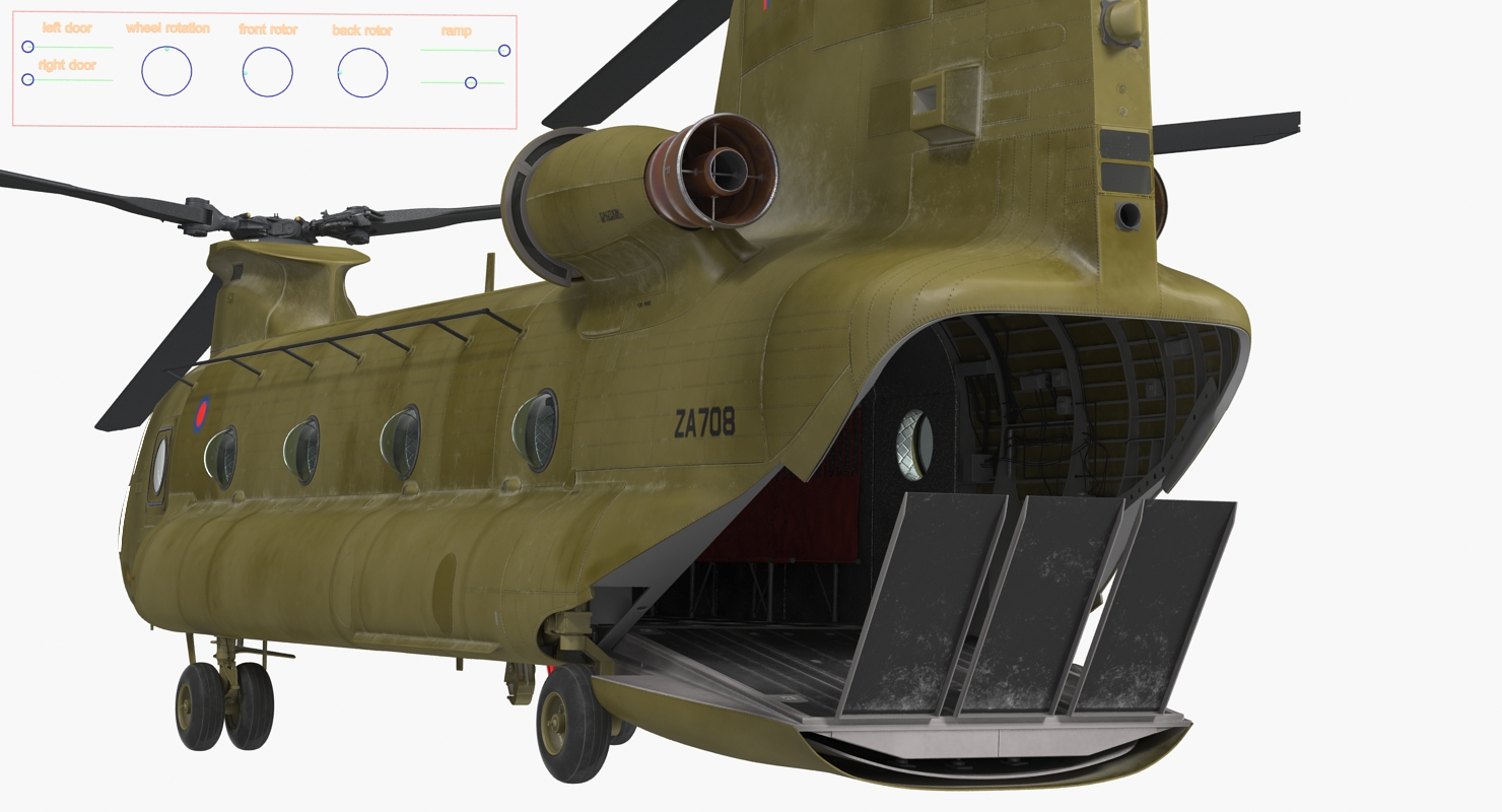 Heavy Helicopter CH 47 Chinook Rigged 3D