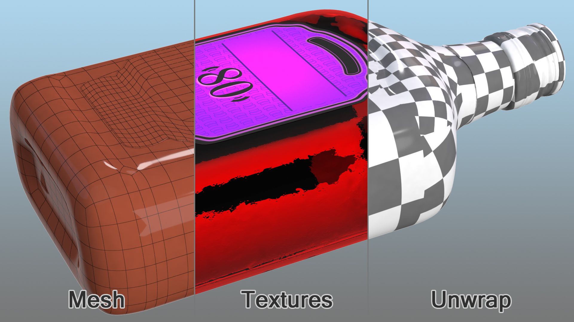Rum Bottle 80 vol 3D