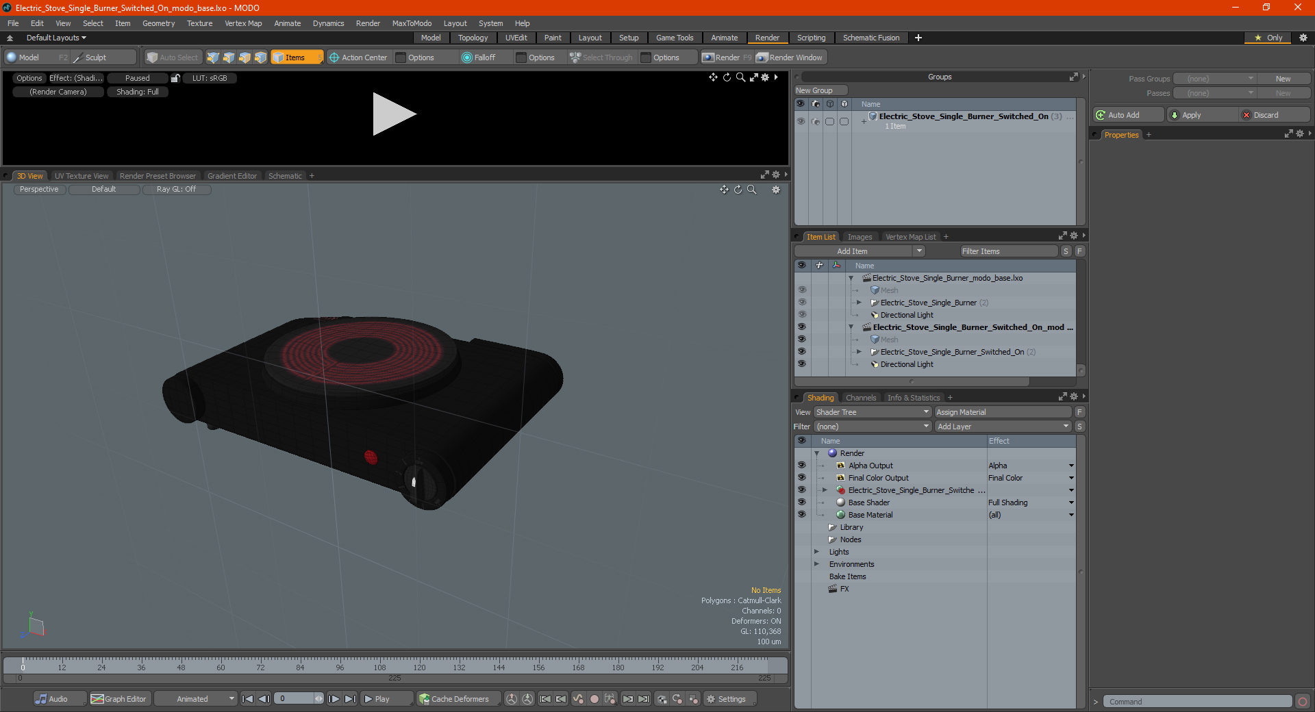 3D model Electric Stove Single Burner Switched On