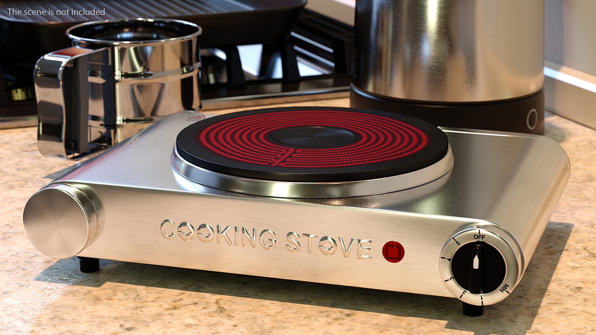 3D model Electric Stove Single Burner Switched On