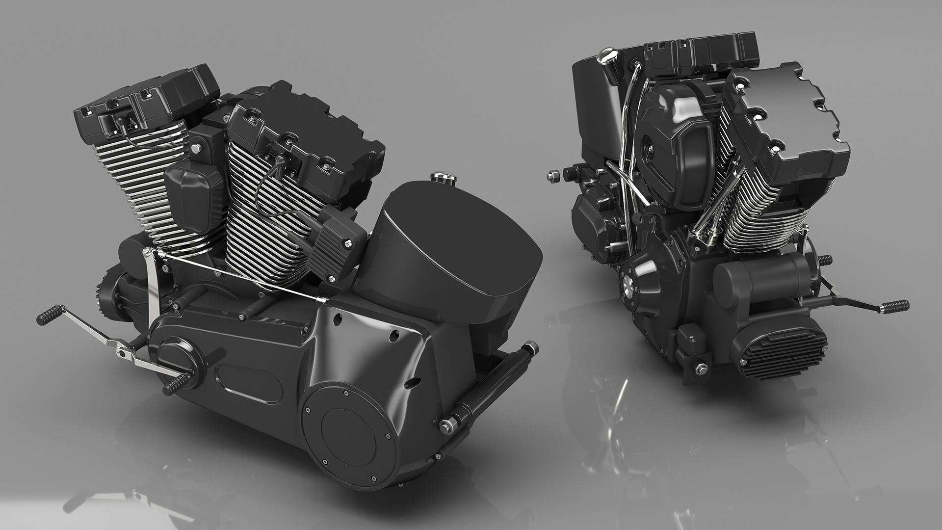 Motorcycle V-Twin Engine 3D model