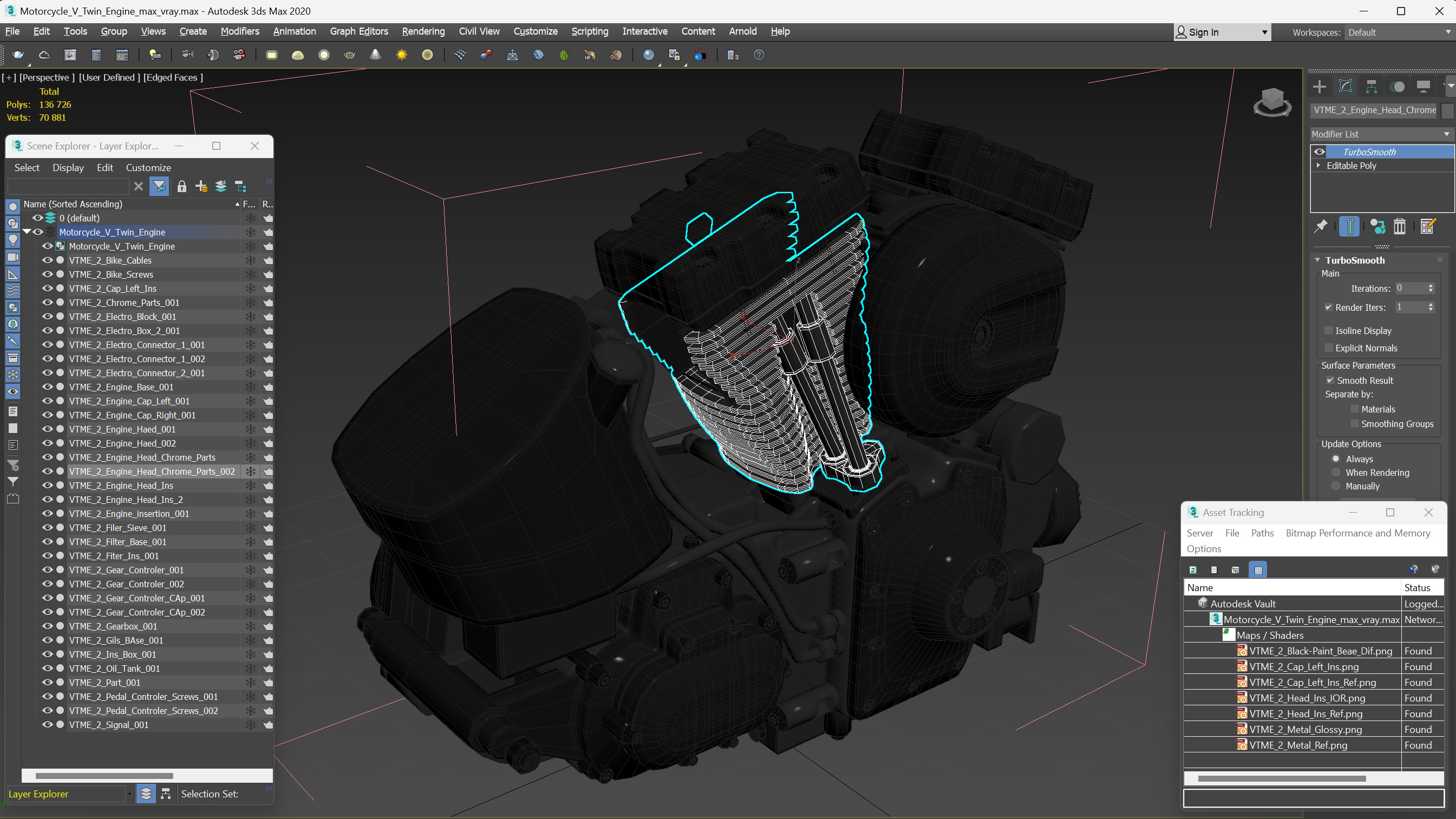 Motorcycle V-Twin Engine 3D model
