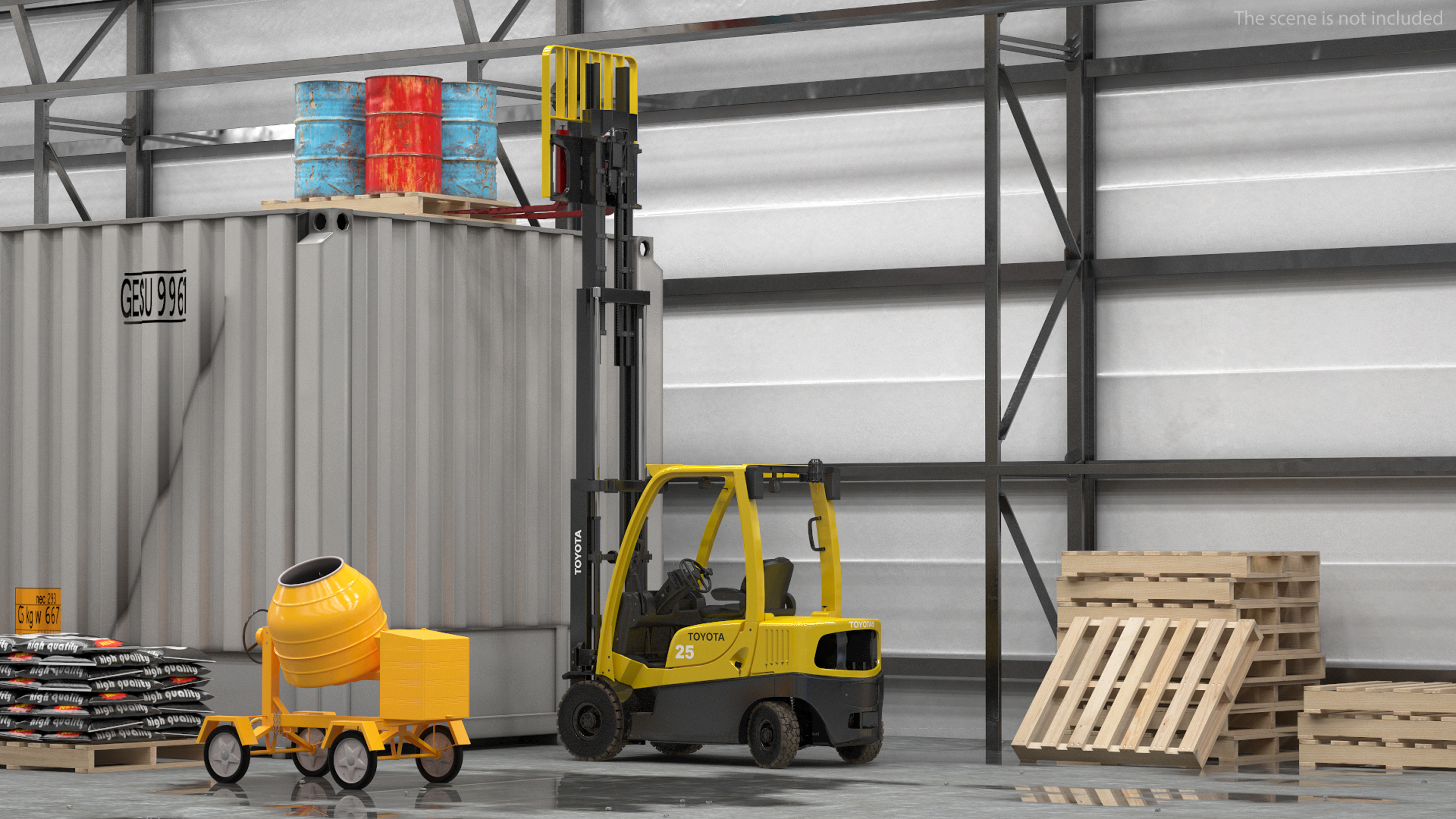 3D model Toyota Core Electric Forklift Rigged for Cinema 4D