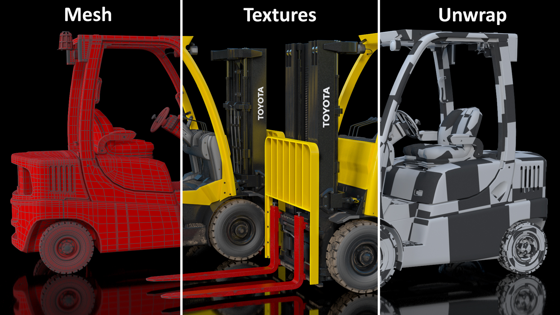 3D model Toyota Core Electric Forklift Rigged for Cinema 4D