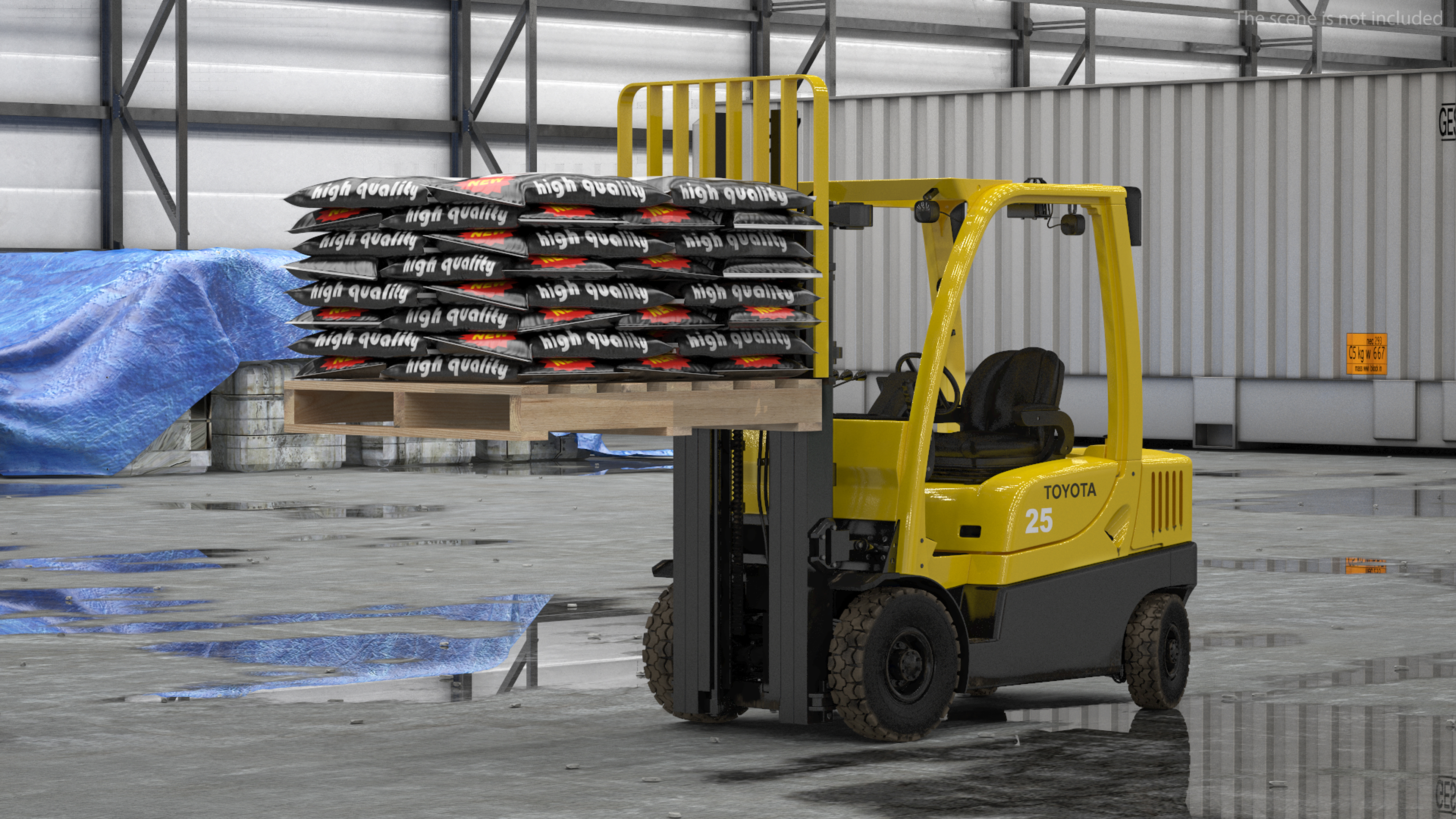 3D model Toyota Core Electric Forklift Rigged for Cinema 4D