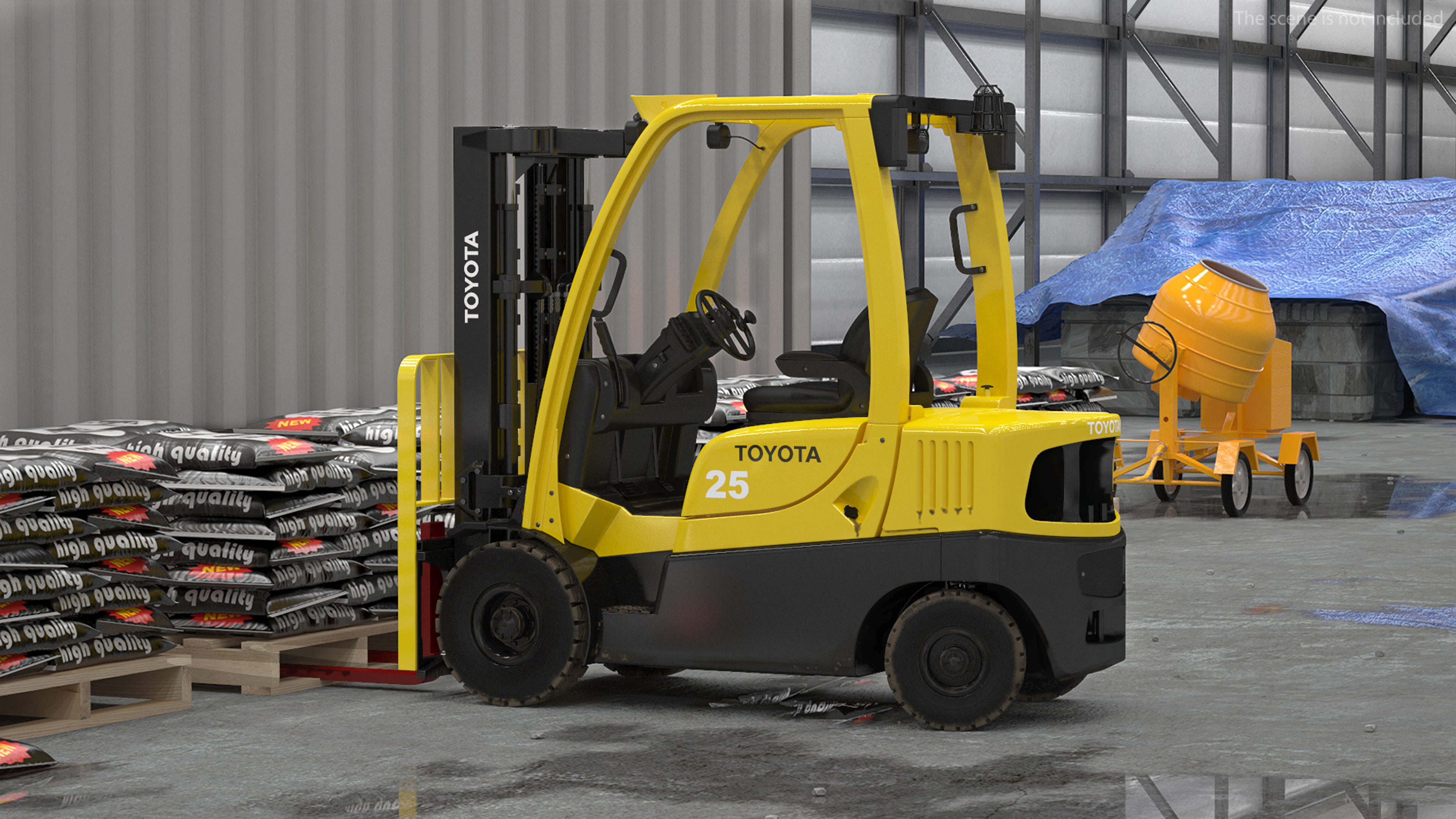 3D model Toyota Core Electric Forklift Rigged for Cinema 4D