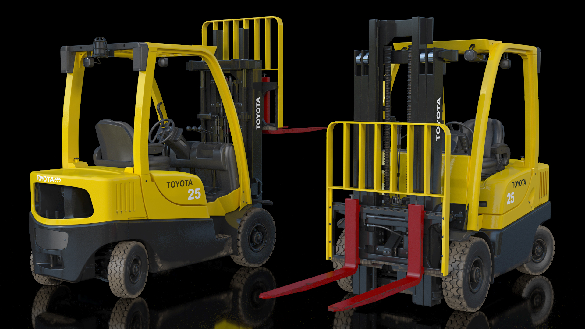 3D model Toyota Core Electric Forklift Rigged for Cinema 4D
