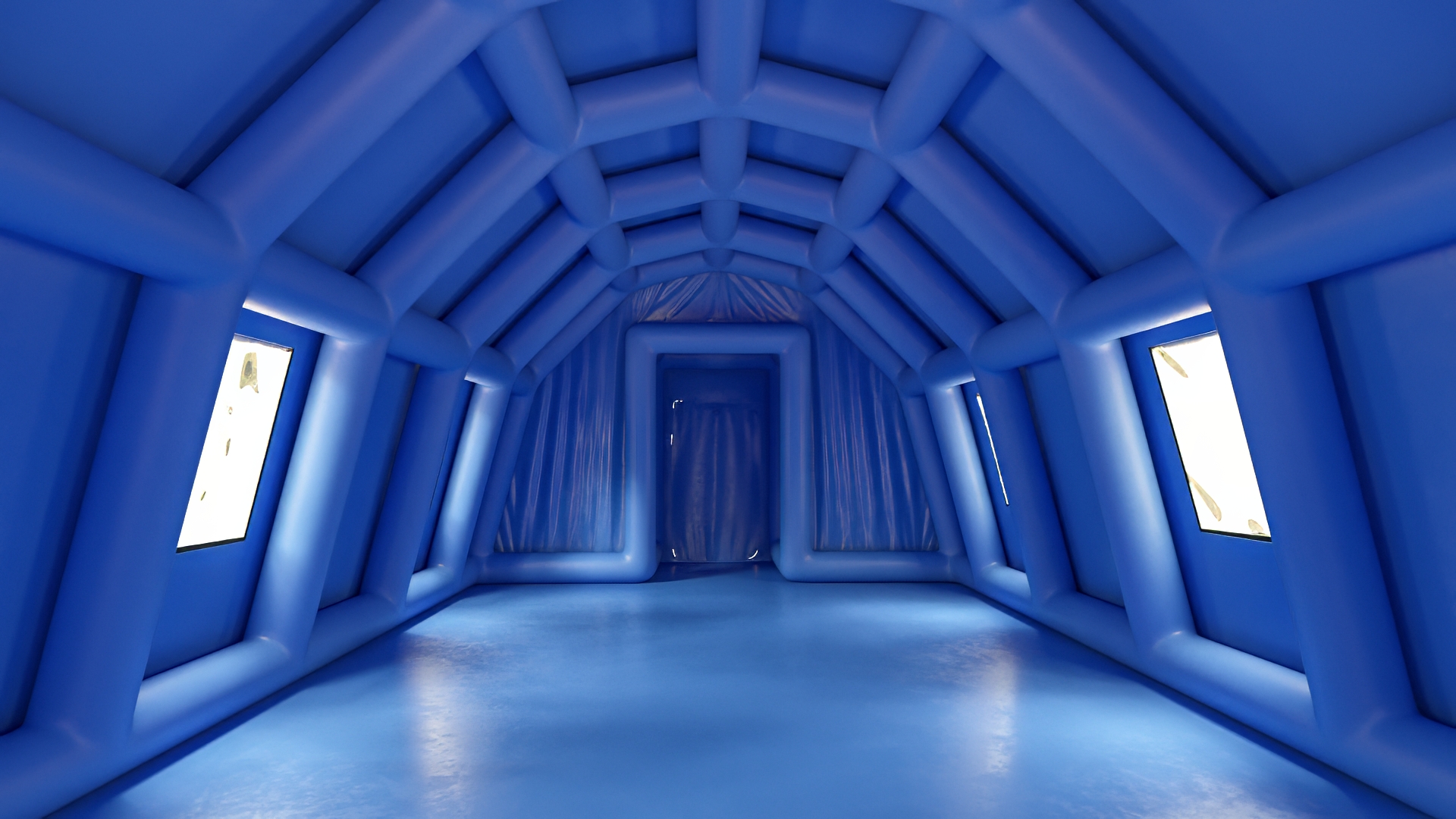 3D Blue Airfull Inflatable Medical Tent Open