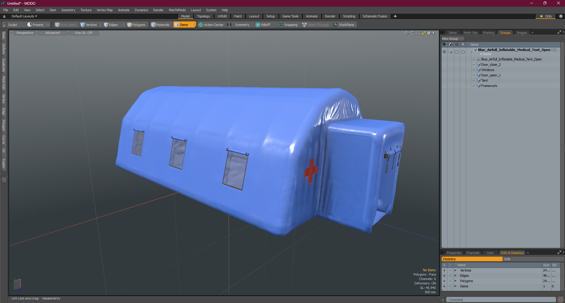 3D Blue Airfull Inflatable Medical Tent Open