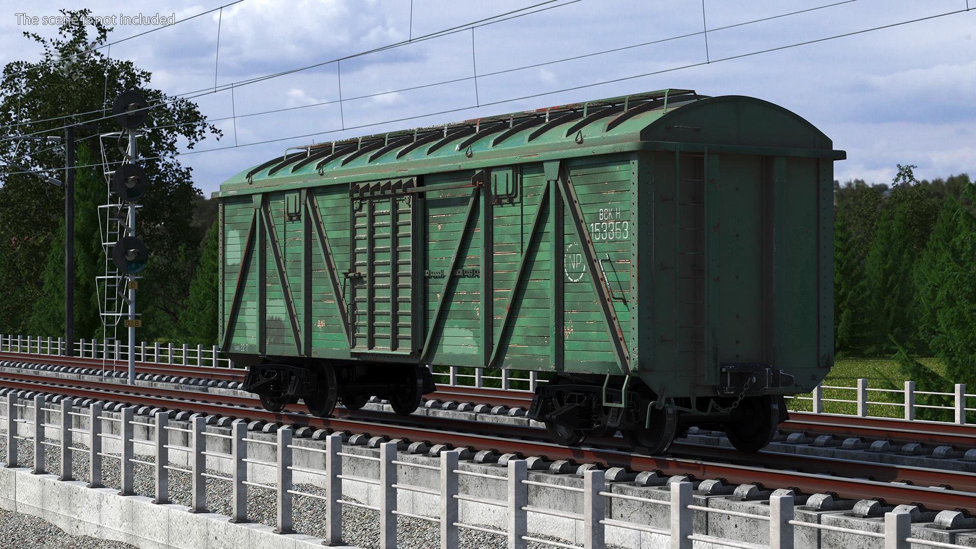 3D Old Cargo Wagon Green