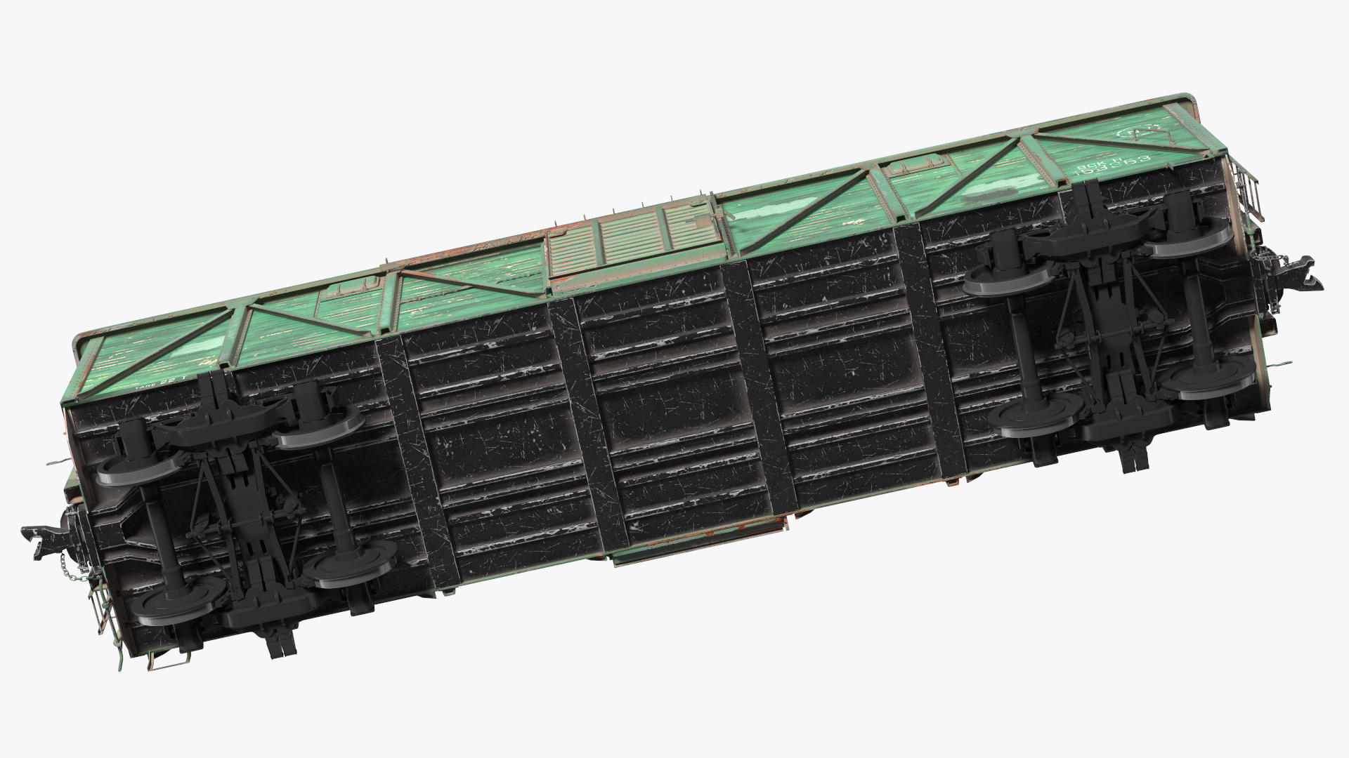 3D Old Cargo Wagon Green
