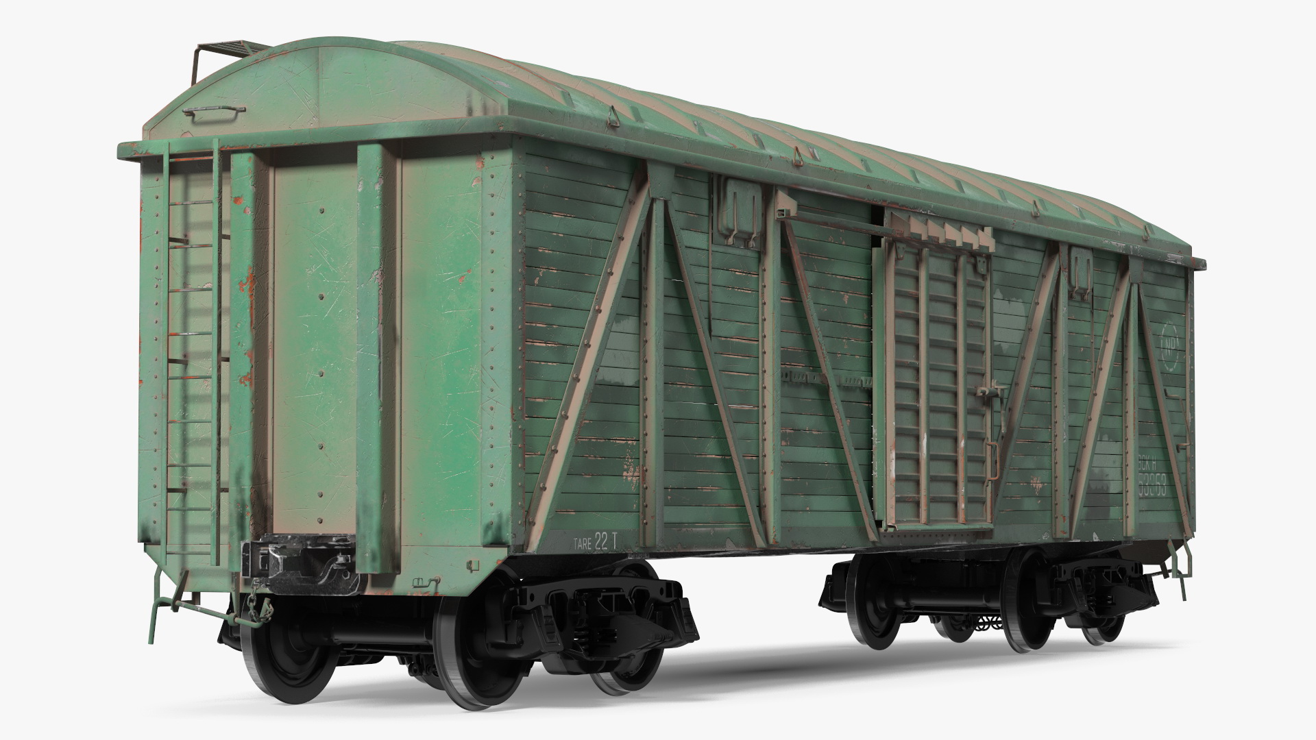 3D Old Cargo Wagon Green