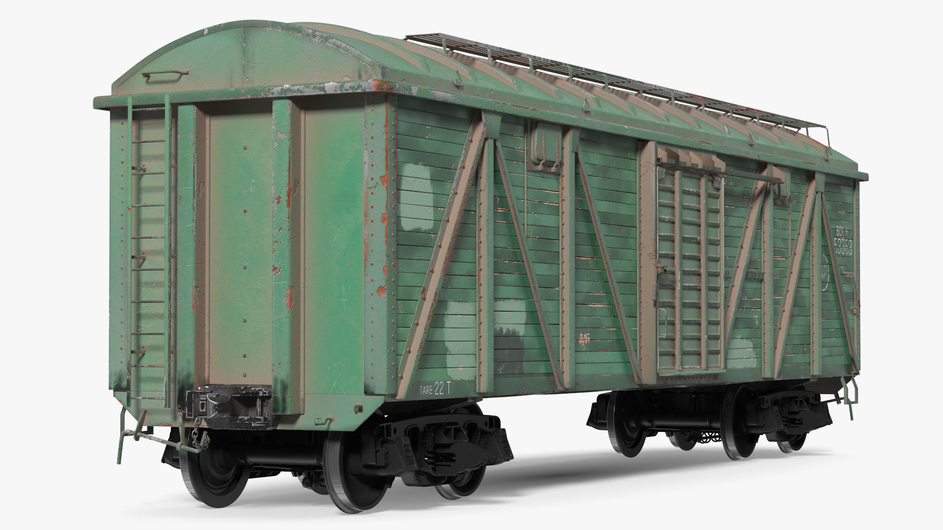 3D Old Cargo Wagon Green