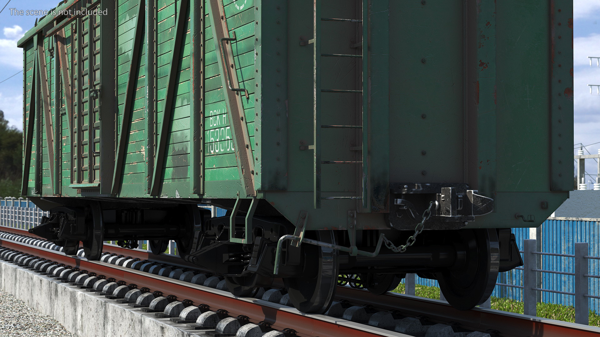 3D Old Cargo Wagon Green