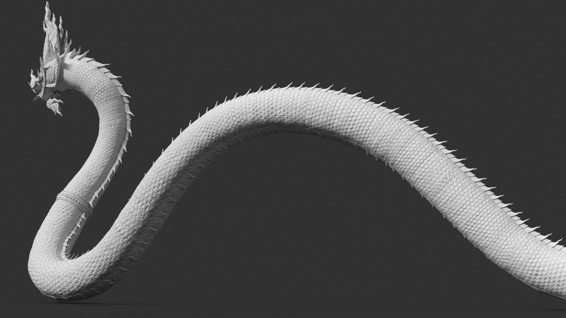3D Naga Dragon White Crawling