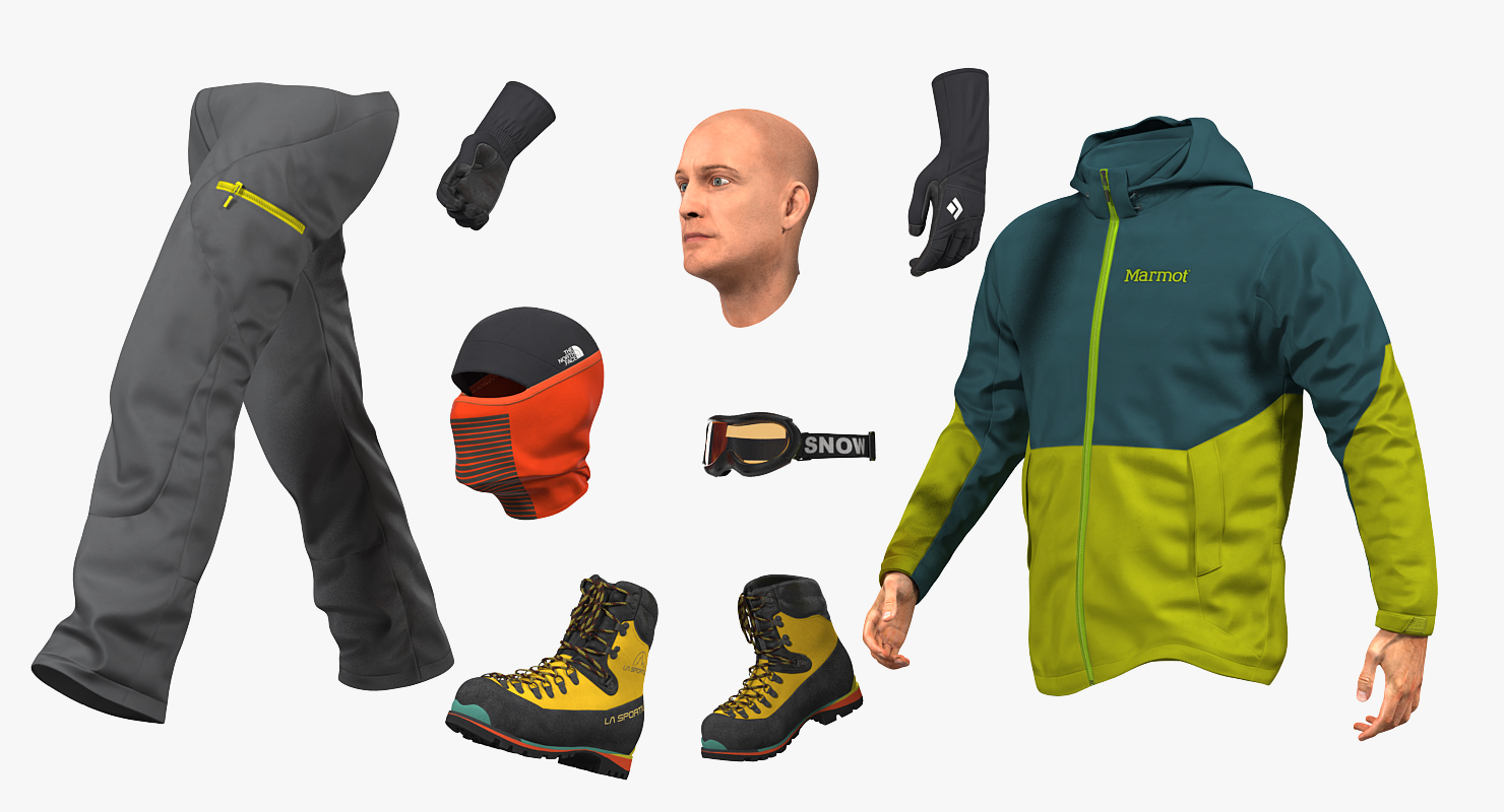 Rock Climber Winter Hiking Gear Walking Pose 3D model