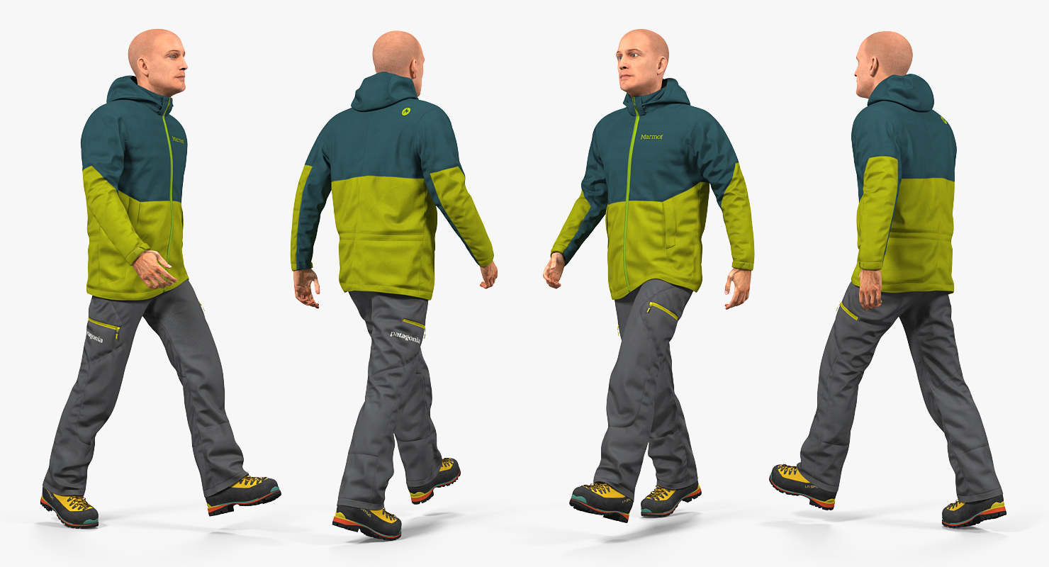 Rock Climber Winter Hiking Gear Walking Pose 3D model