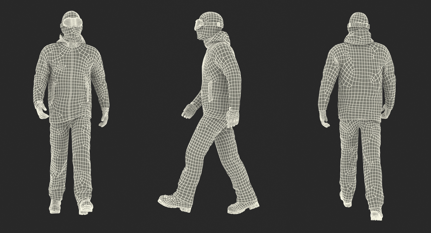 Rock Climber Winter Hiking Gear Walking Pose 3D model
