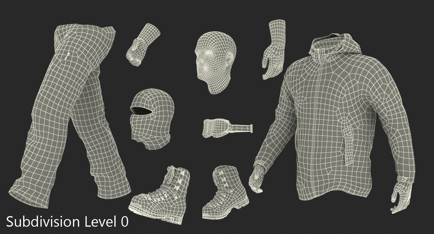 Rock Climber Winter Hiking Gear Walking Pose 3D model