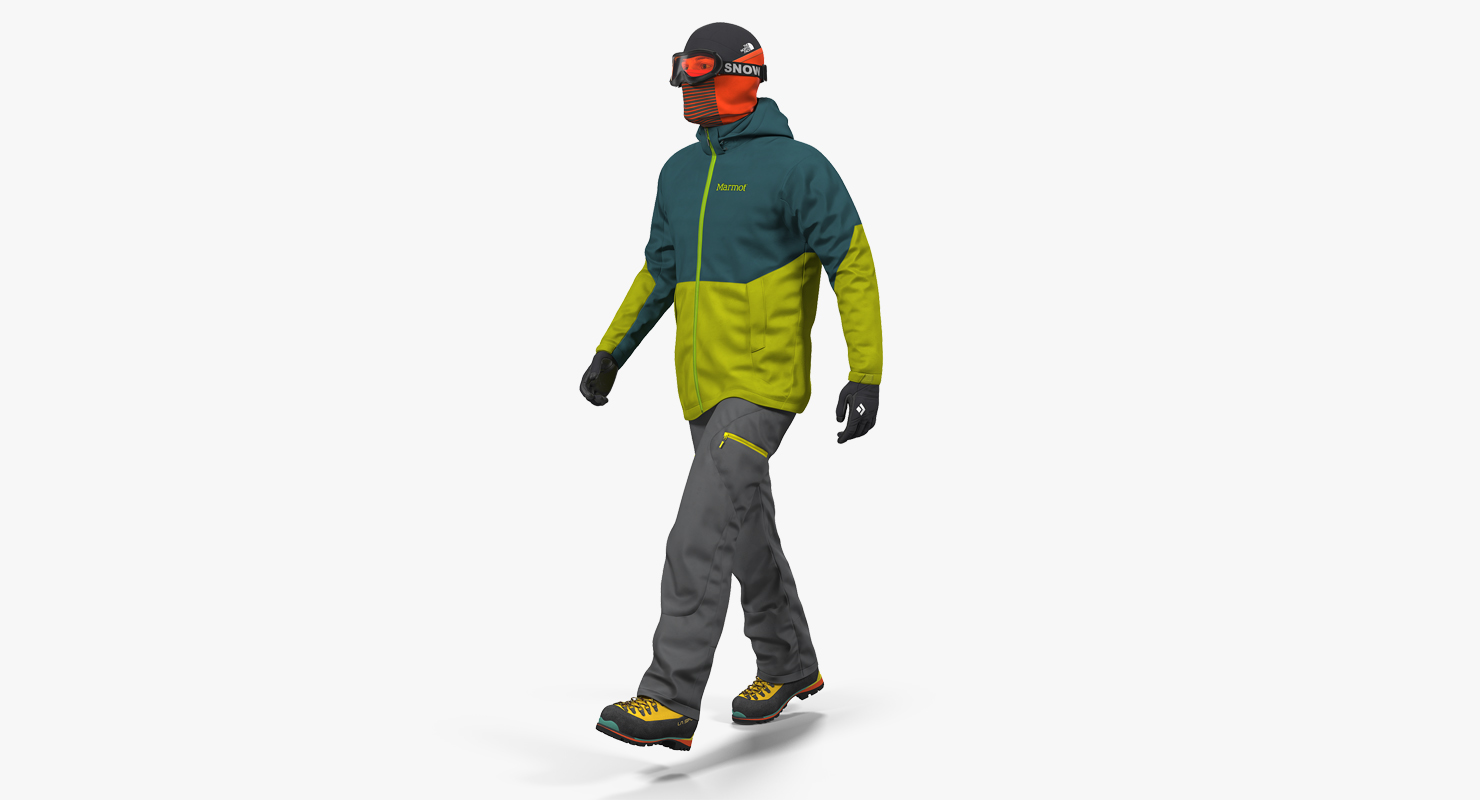 Rock Climber Winter Hiking Gear Walking Pose 3D model