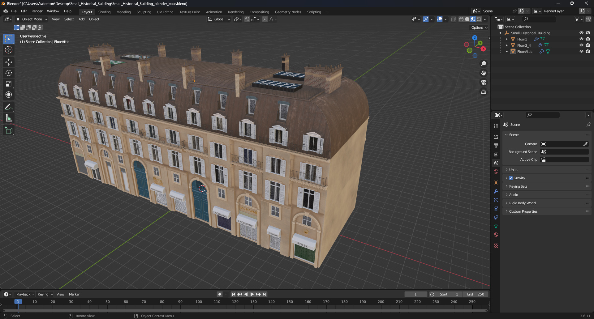 3D model Small Historical Building
