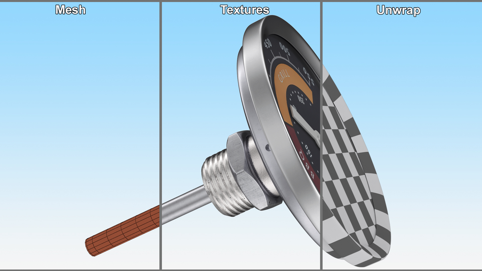 3D Oklahoma Joes Analog Temperature Gauge model