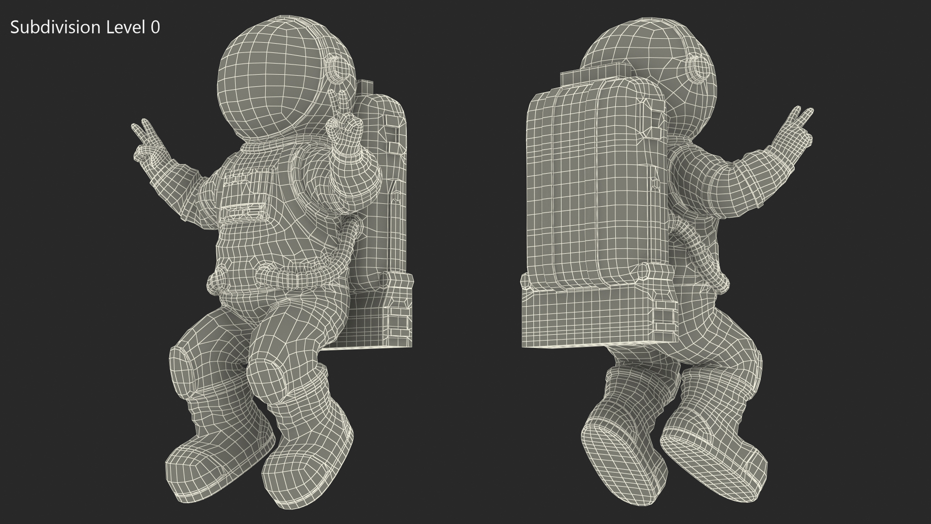 Astronaut Toy Character Green Victory Sign 3D