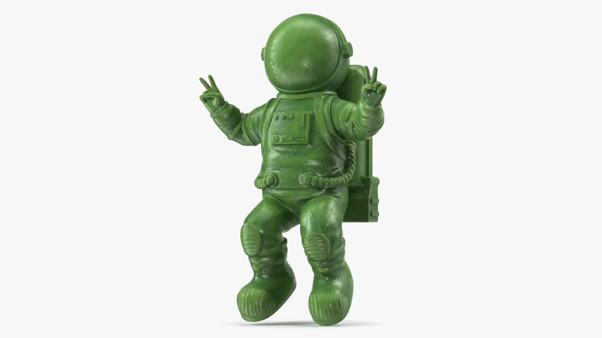 Astronaut Toy Character Green Victory Sign 3D