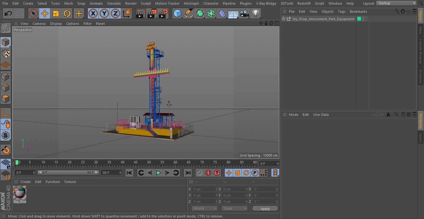 3D Sky Drop Amusement Park Equipment model