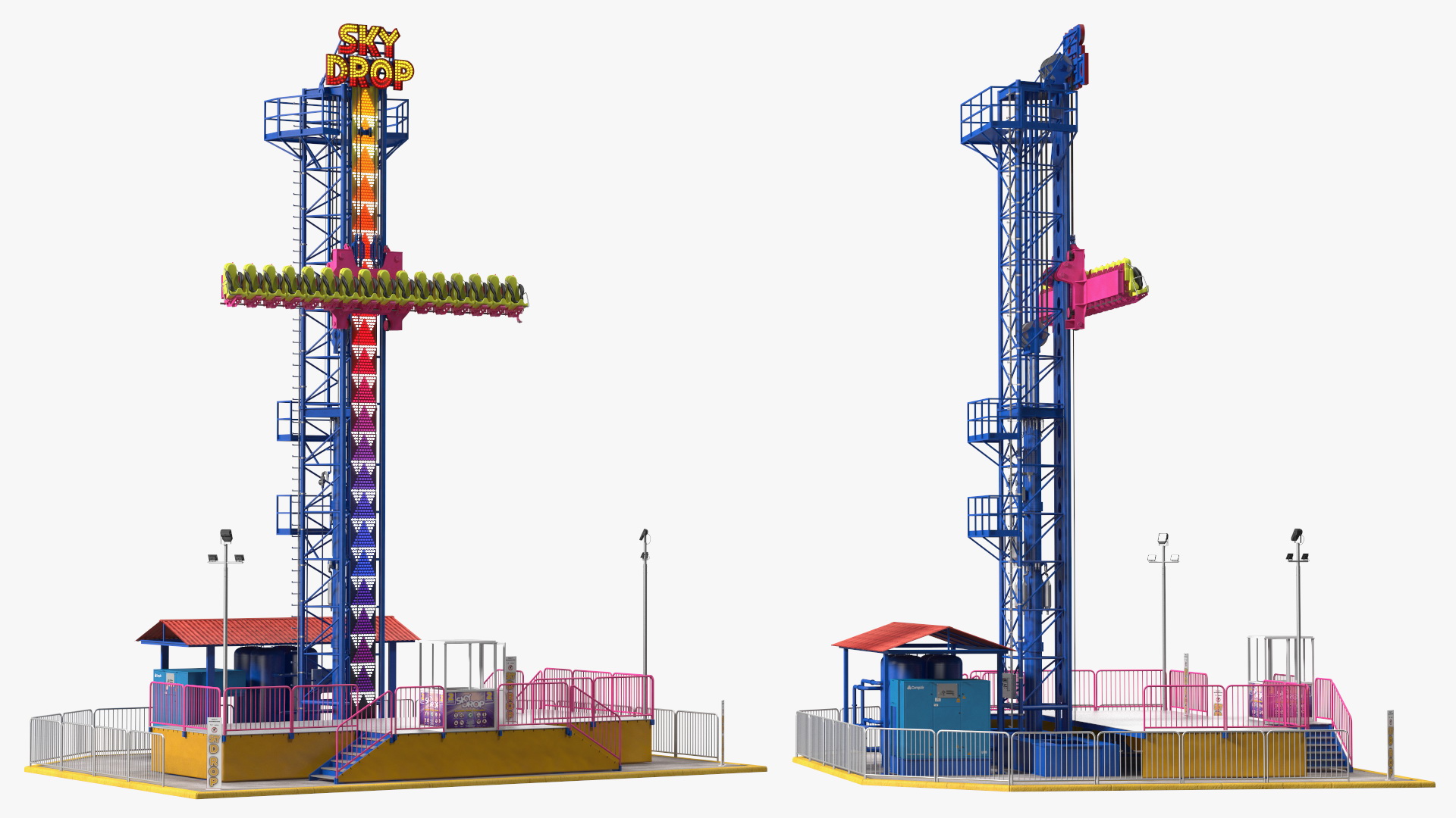 3D Sky Drop Amusement Park Equipment model