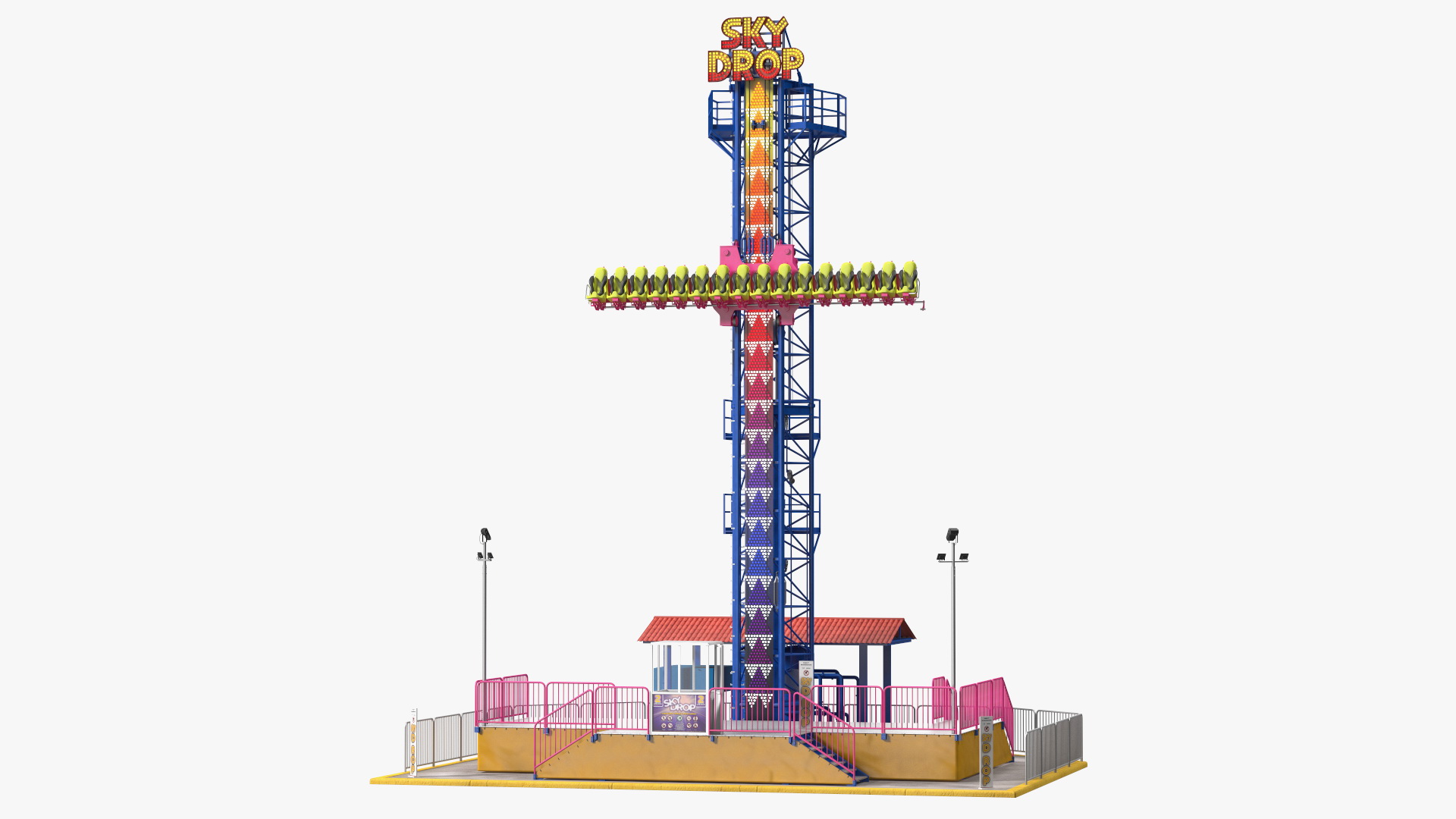 3D Sky Drop Amusement Park Equipment model